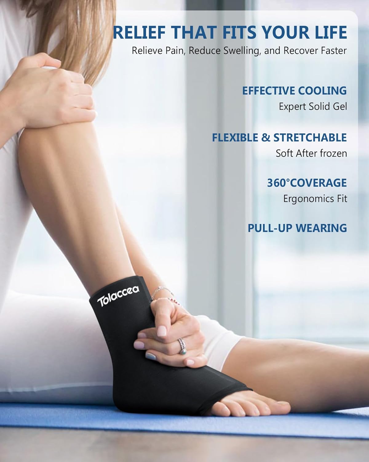 Ankle Foot Ice Pack Wrap for Injuries, Reusable Gel Ice Pack for Hot & Cold Therapy, Cold Therapy Compression Sleeve for Achilles Tendonitis,Plantar Fasciitis,Swelling,Sprained,Pain Relie