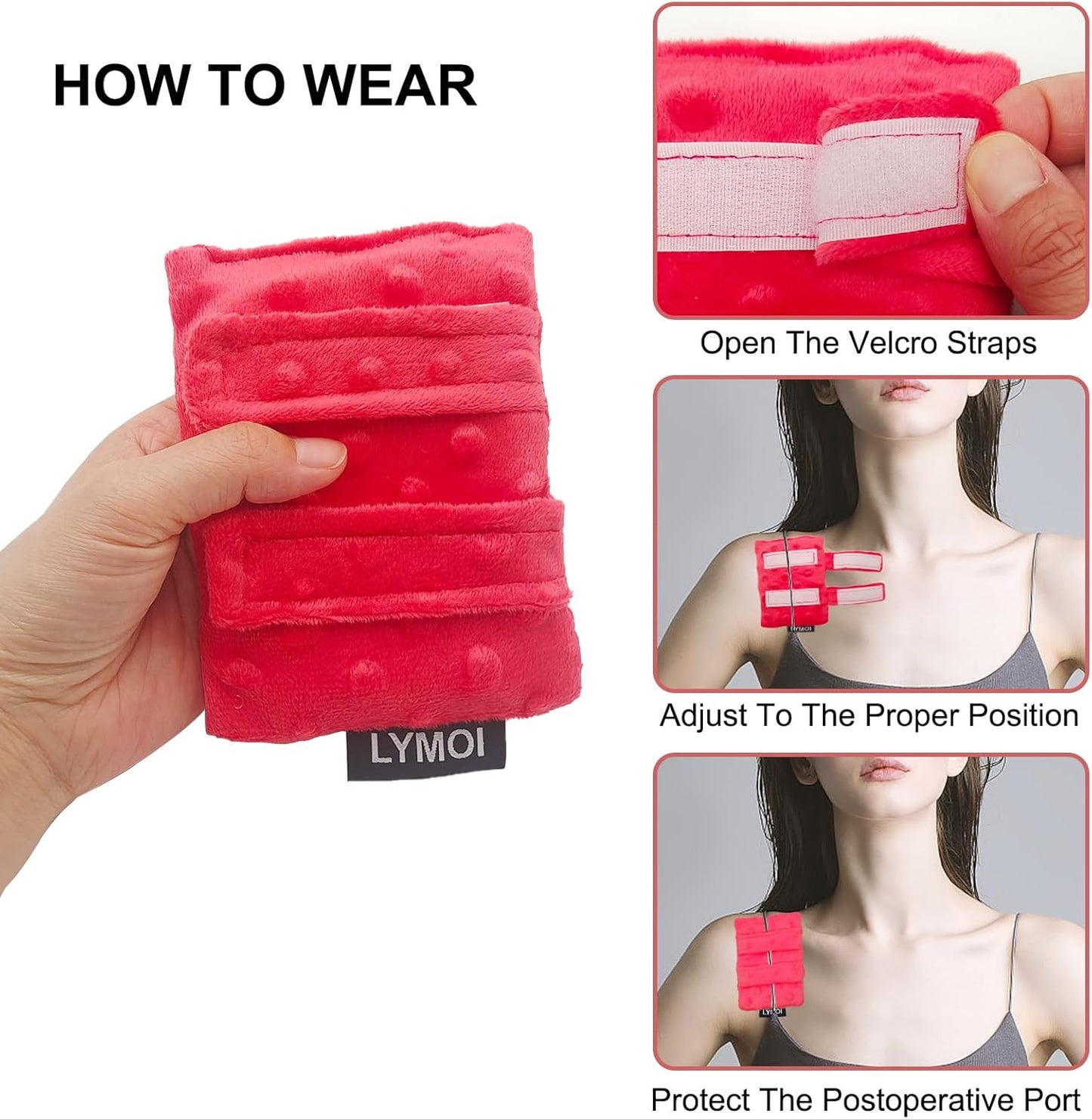 2 Pack Pacemaker Pillow for Bra, Chemo Port Pillow for Chemo Patients, Chemo Port Bra Cushion, Pacemaker Protector, Post Surgery Bra Strap Pads Heart Surgery Recovery Gift (Red)