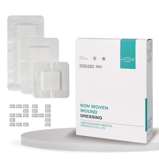 4X4, 4X6, 4X8 Inches Large Sterile Adhesive Island Wound Dressing Bandages - Non Woven Bordered Gauze Pads, Individually Pack, 8PCS for Each Size, Medical Grade by QICHUANG(468Mixed Size- C24)