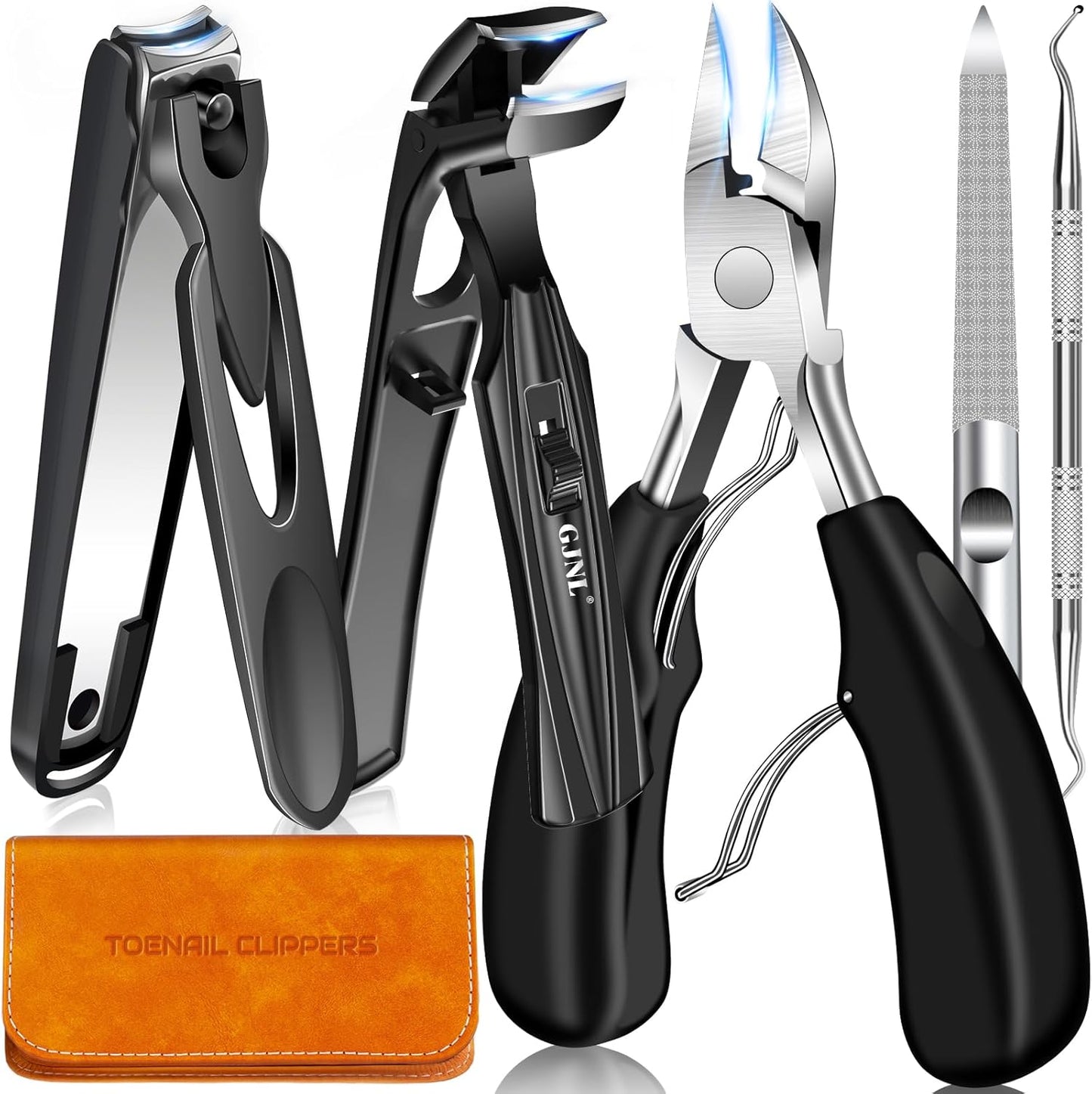 2025 Toenail Clippers for Thick Toenails for Seniors, Angled Head Large Toe Nail Clippers for Men with Wide Jaw Opening, Sharp Heavy Duty Fingernail Clipper Cutter with Catcher Long Handle