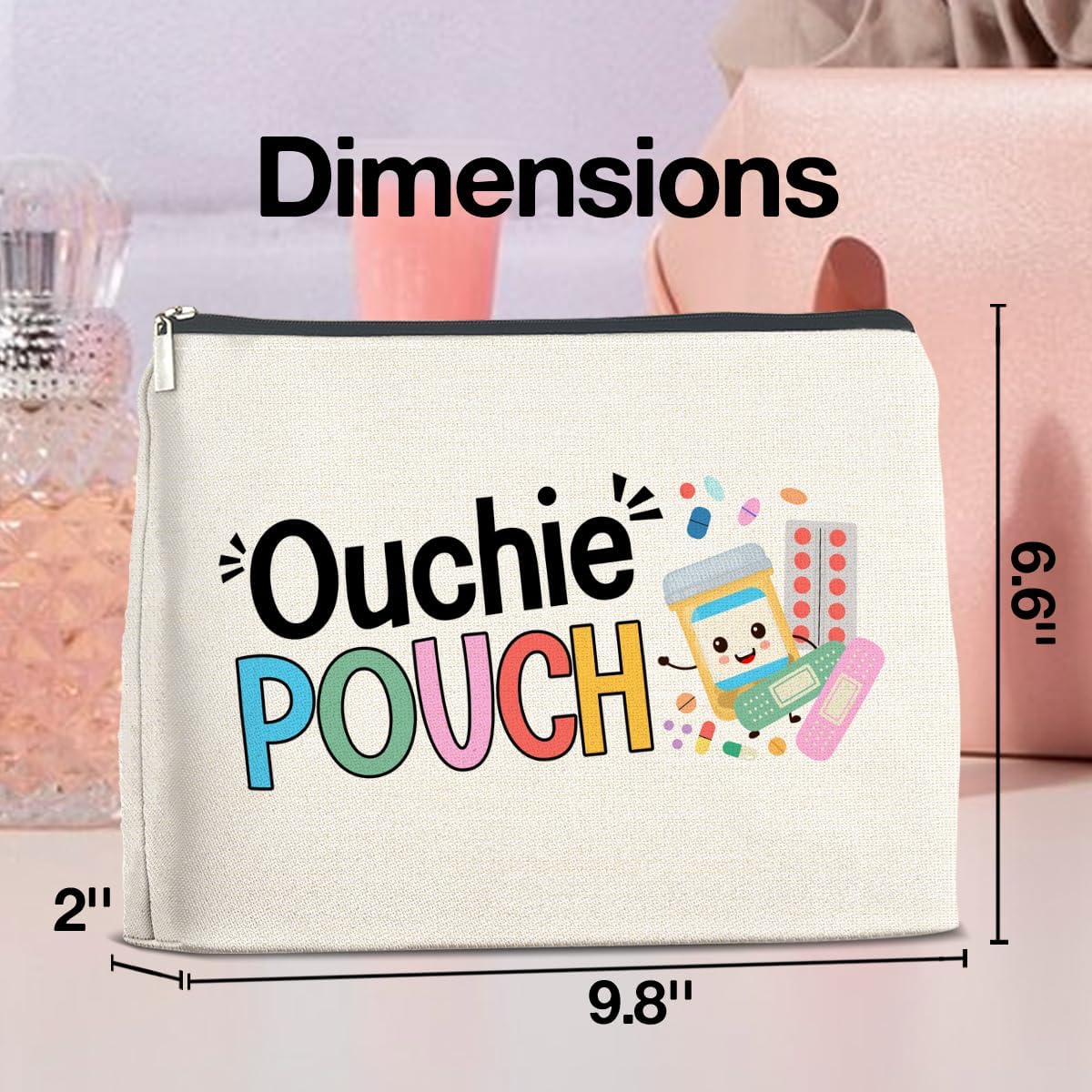 Cute Ouchie Pouch Meds Makeup Bag Gifts for Women Medicine Storage Cosmetic Bag Zipper Pouch