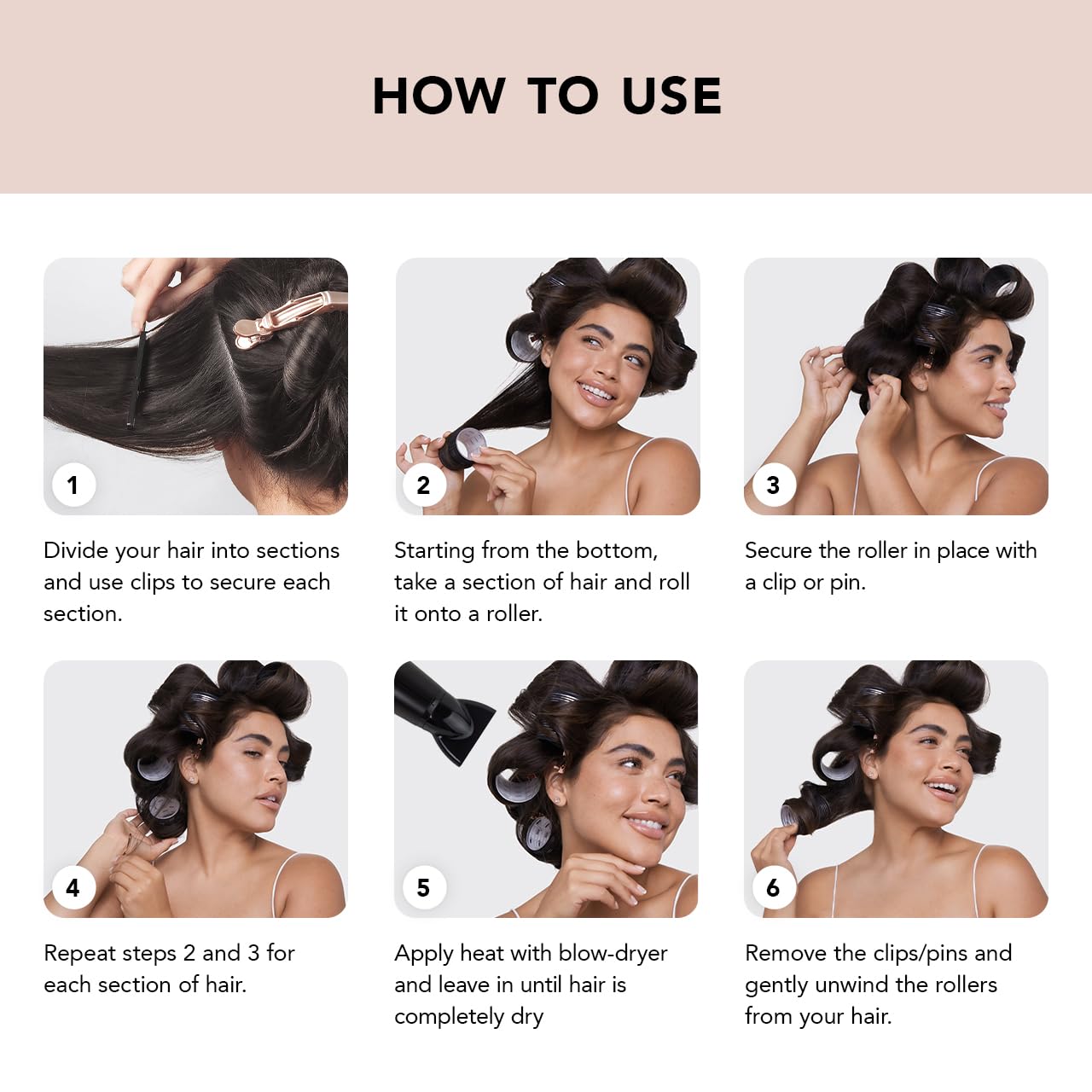 Kitsch XL Ceramic Thermal Rollers - Self Grip Hair Rollers for Blowout Look Long Hair, Medium & Short Hair, Large Hair Rollers for Volume & Curls, Thermal Curlers - Terracotta, 4pcs