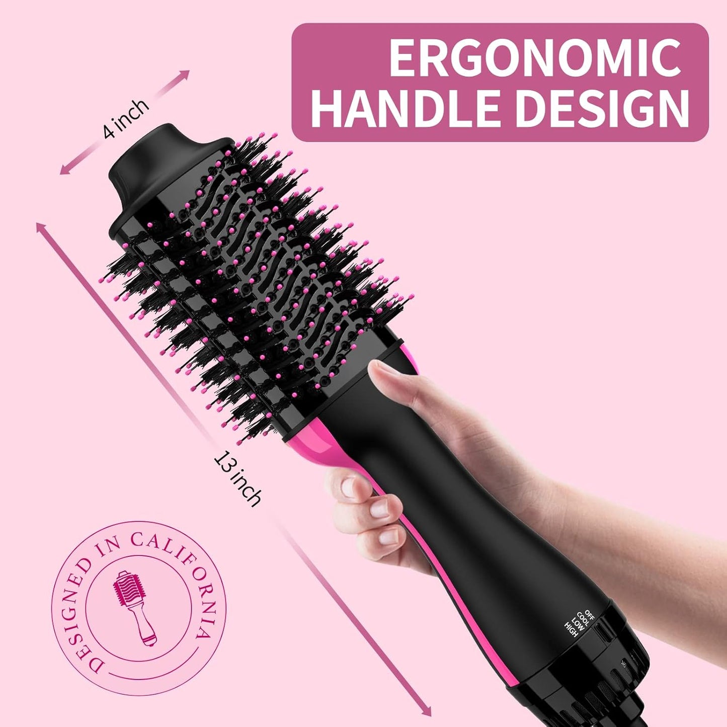 Hair Dryer Blow Dryer Brush in One, Upgraded 4 in 1 Hair Dryer and Styler Volumizer with Negative Ion Anti-frizz Ceramic Titanium Barrel