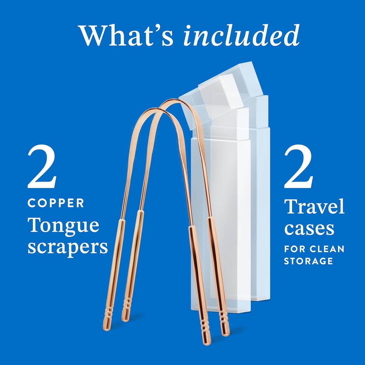 Mouthology Copper Tongue Scraper for Adults (2 Pack), Reduce Bad Breath, Metal Tongue Scraper, Tongue Cleaner, Tongue Scraper, Tongue Scrubber, Tongue Cleaner for Adults, Tongue Scraper Reusable
