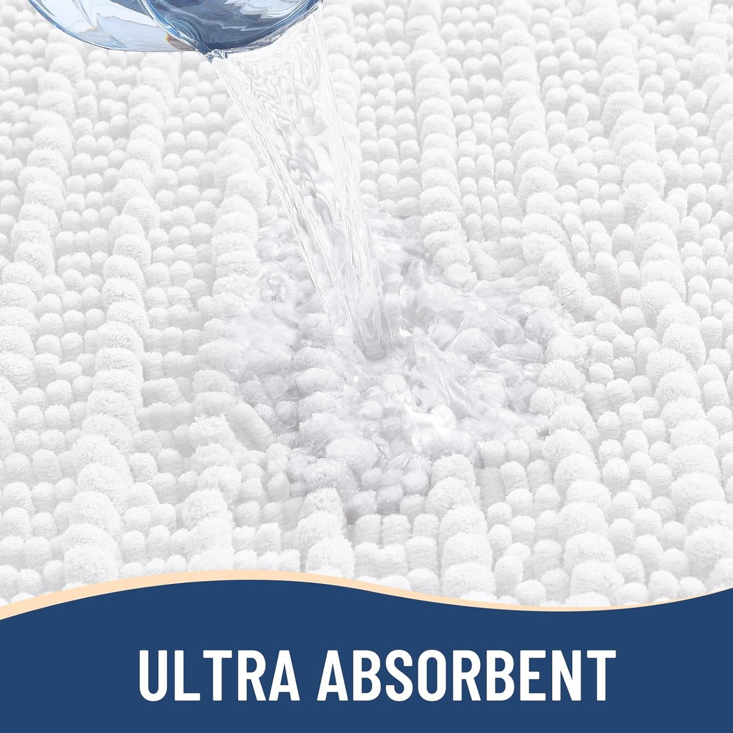 Arotive Luxury Chenille Bathroom Rug Mat, Extra Soft Thick Absorbent Shaggy Bath Rugs, Non-Slip Machine Wash Dry, Plush Bath Mats for Bathroom, Shower and Tub, 30x17, White