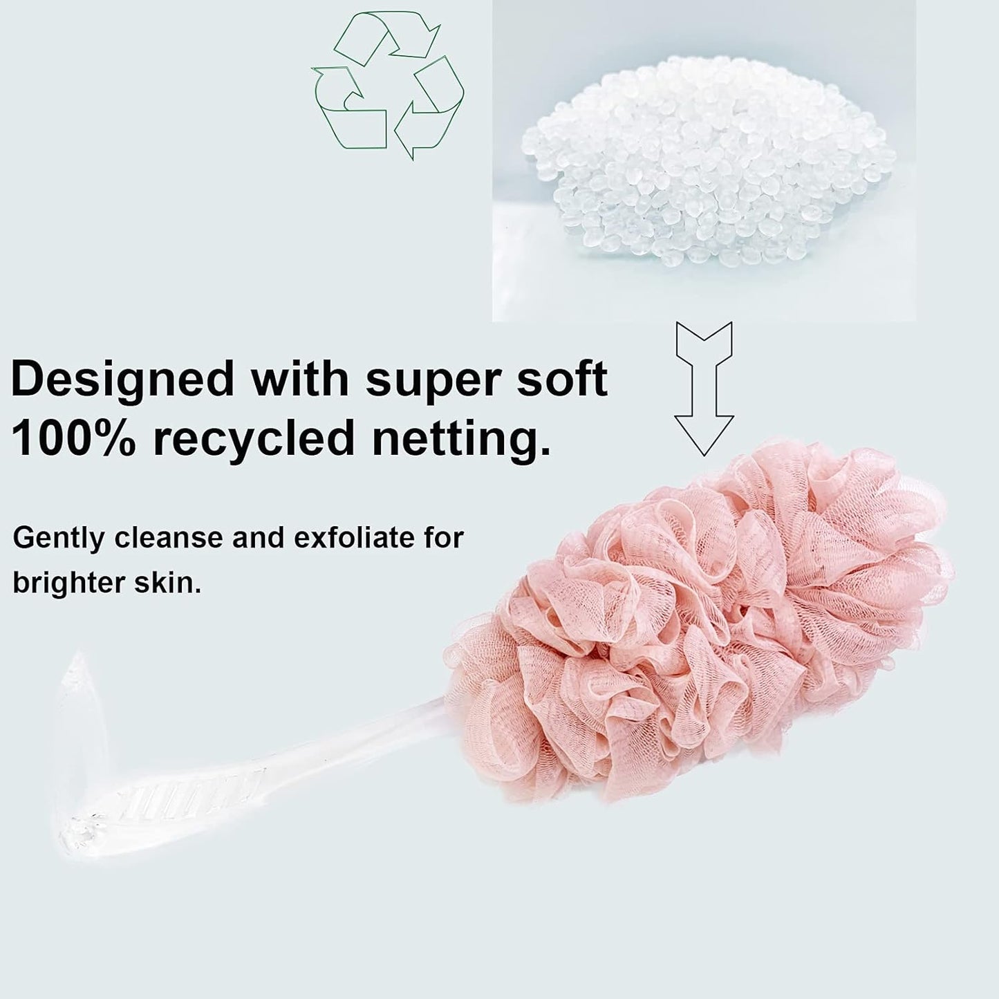 PPHAO - Loofah on a Stick for Men & Women - Bath Brush with Long Handle - Plastic Loofah Sponge - 2Pack in Green & Pink