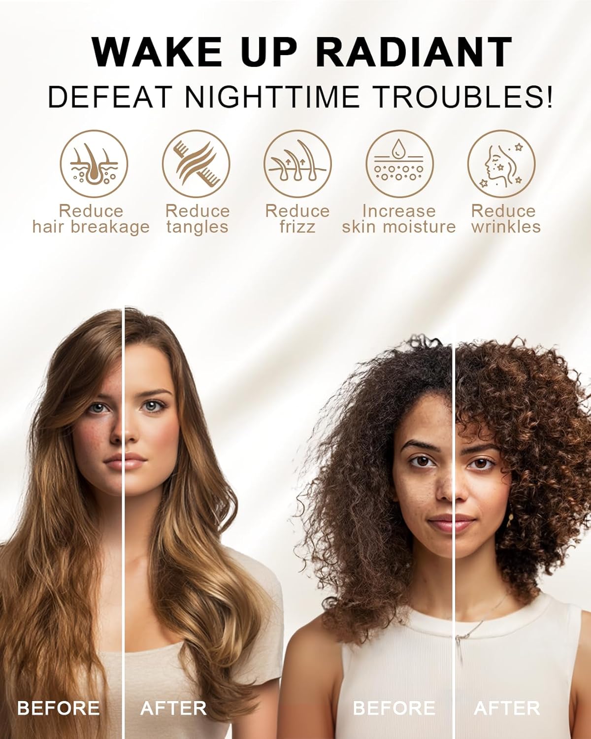 THXSILK Set of 2 100% Mulberry Silk Pillowcase for Hair and Skin Health, Soft Breathable and Smooth Pillowcases with Hidden Zipper, Both Sides Pure Silk, California King 20"x40", Metallic Gold