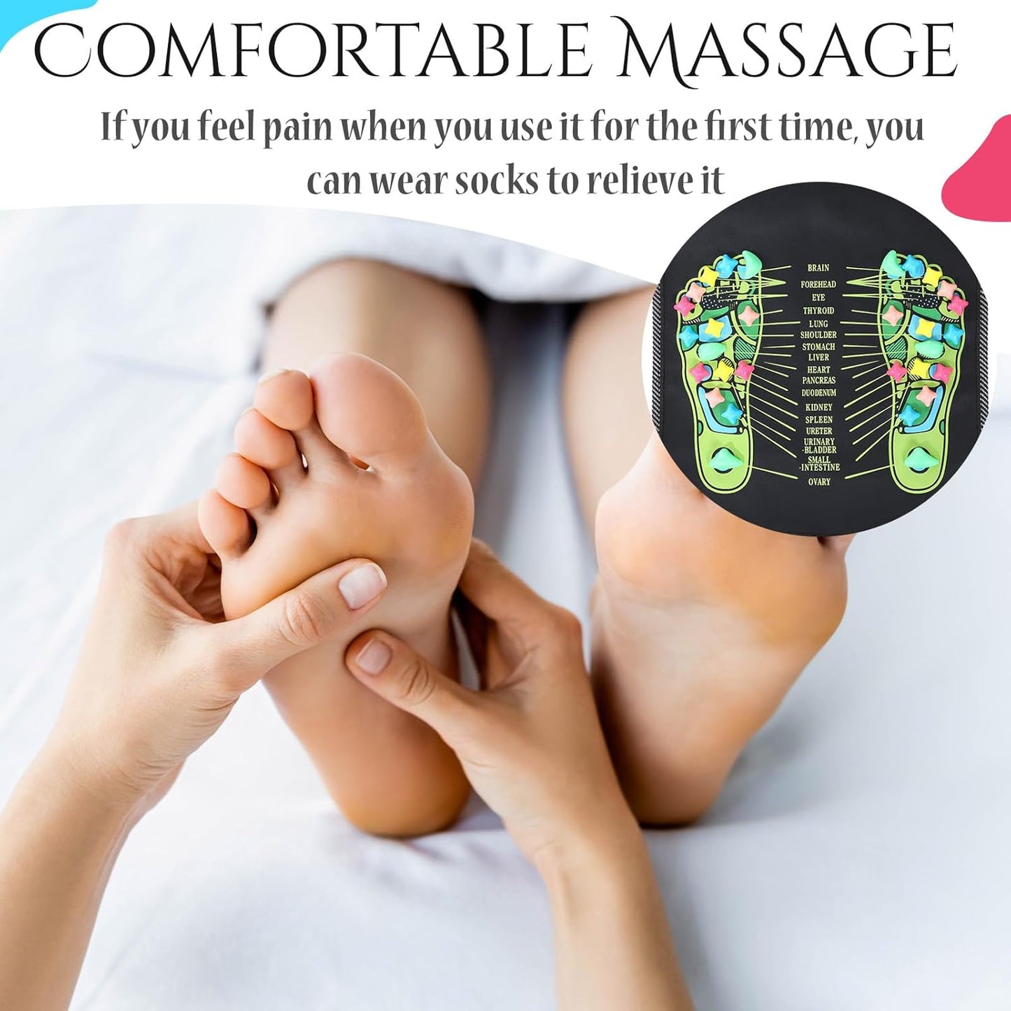 BBTO Foot Massage Mat Reflexology Walk Stone Road for Acupressure Foot Massage Acupoint Mat for Long Sitting Elderly Students and Office Workers(55.12 x 13.78 Inches)