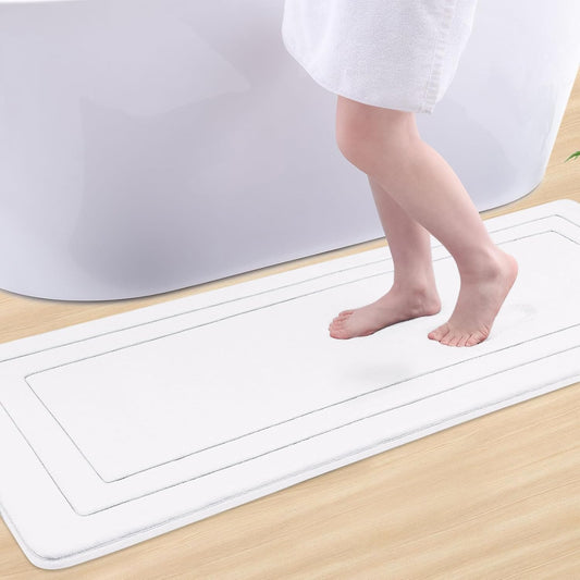 Arotive Memory Foam Bathroom Rug Mat 59x24, Ultra Soft and Absorbent Bath Mat, Machine Wash Dry, Comfortable Bath Rug Carpet for Bathroom Floor, Tub and Shower, White