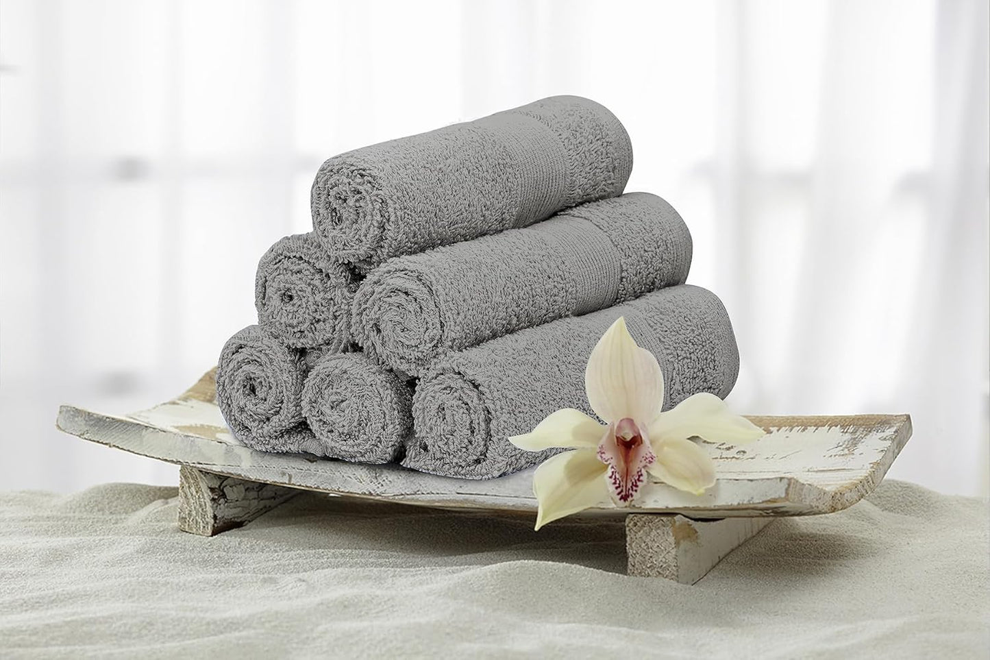 Premium Wash Cloths Pack of 12 (13" x 13") 100% Ring Spun Cotton | Luxury Washcloths | Ultra Soft Face Towels | Highly Absorbent Wash Cloths for face (Silver Grey)