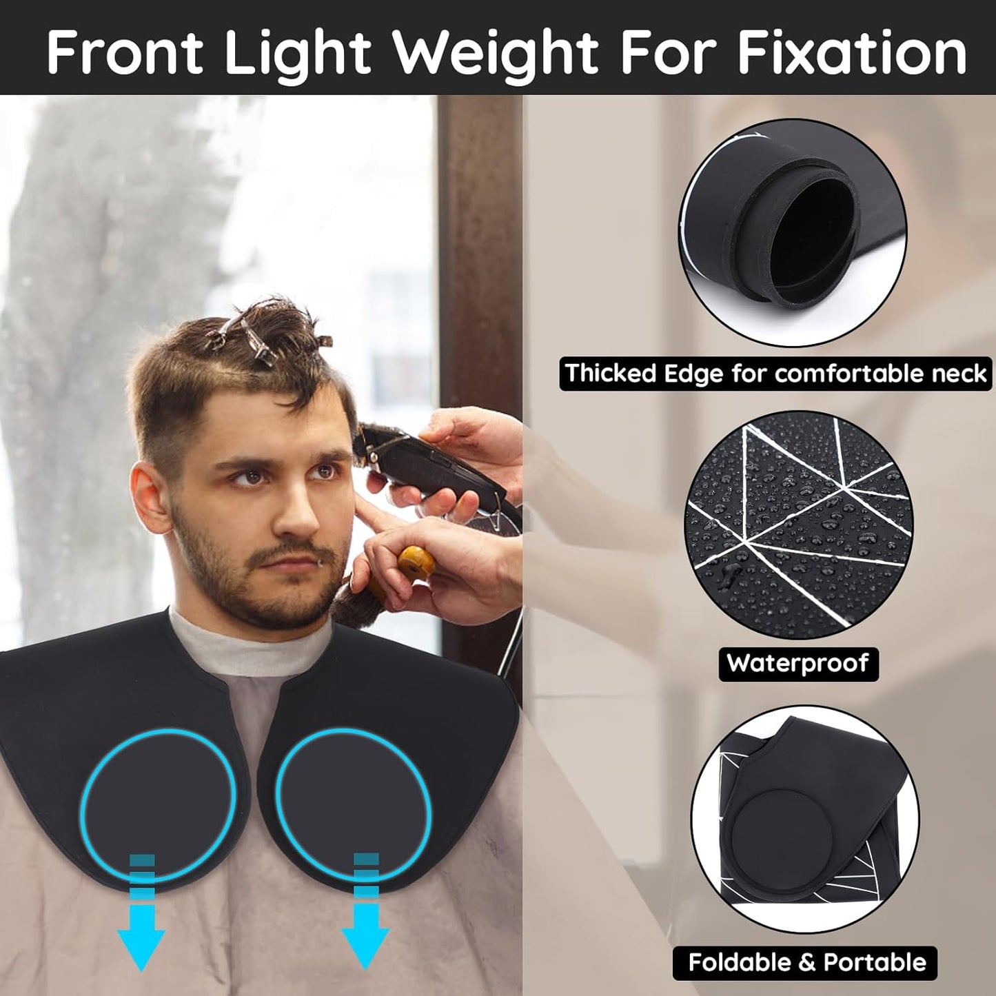 Segbeauty Hair Cutting Guide Mat Black, Longer Silicone Waterproof Cutting Mat, Professional Salon Hair Cutting Mat with Guidelines Weighted Neck Wrap for Hair Stylist