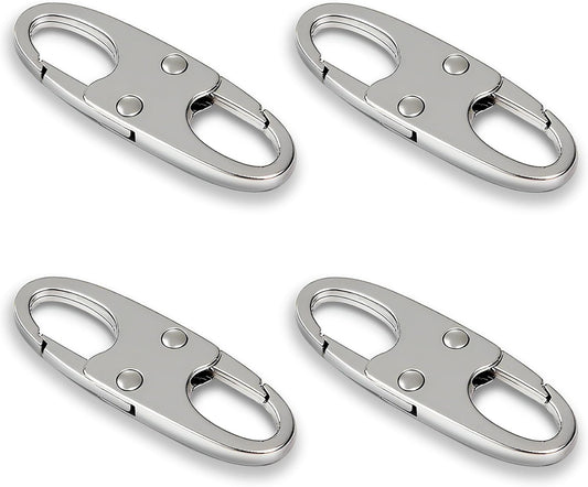 Zelin Anti Theft Zipper Clips Double Opening Small Carabiner Clips, 4Pcs Elegant Zinc Alloy Zipper Pull Replacement for Travel, Commuting and Camping (Frost Silver)