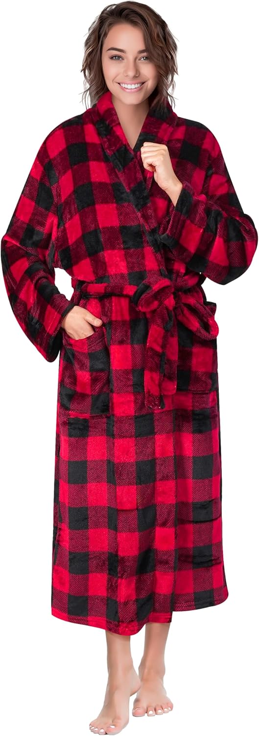 PAVILIA Womens Robe Fleece Plush Soft, Fluffy Fuzzy Cozy Warm Lightweight Bathrobe, Shower Spa House Long Robe for Women