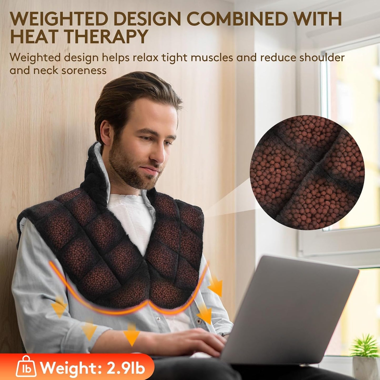 30S Fast Heating Pad for Neck and Shoulders, 6X Deeper Pain Relief, Weighted Far Infrared Heat pad, 24"X20" Extra Large, Faux Rabbit Fur Fabric, 4H Auto Off,Memory Function, Gifts for Birthday