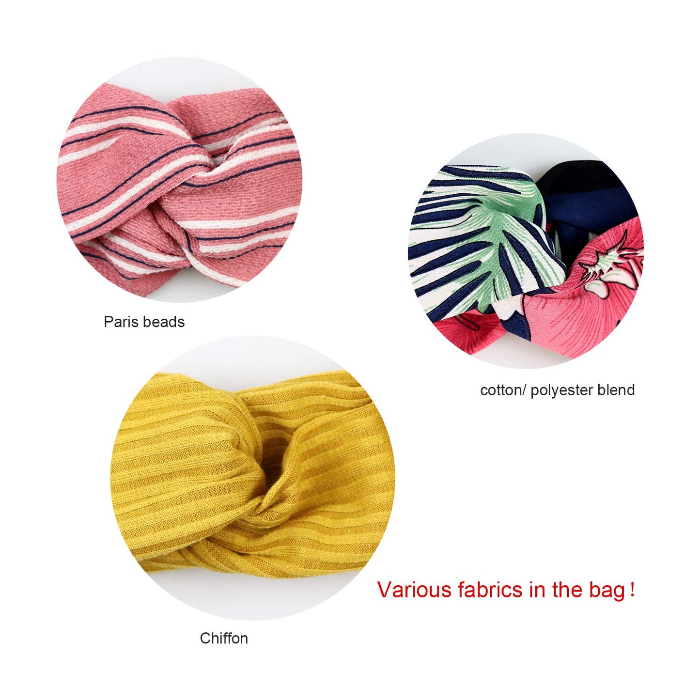 DRESHOW 10 Pack Boho Headbands for Women Vintage Cross Elastic Head Wrap Hair Accessories