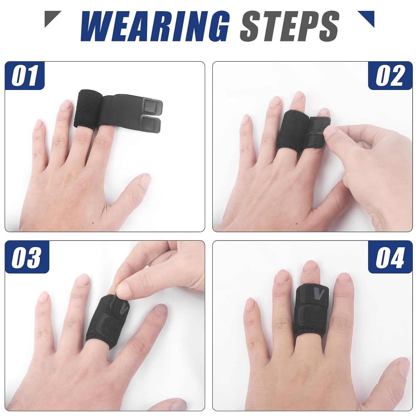 Finger Splint (No Metal Support), 2PCS Lightweight OK Cloth Finger Sleeve/Brace for Arthritis, Tendonitis & Pain Relief, Adjustable Compression for Sports Injury Relief (Basketball, Tennis, Volleyball, Badminton, Golf) – Single Finger Design - S