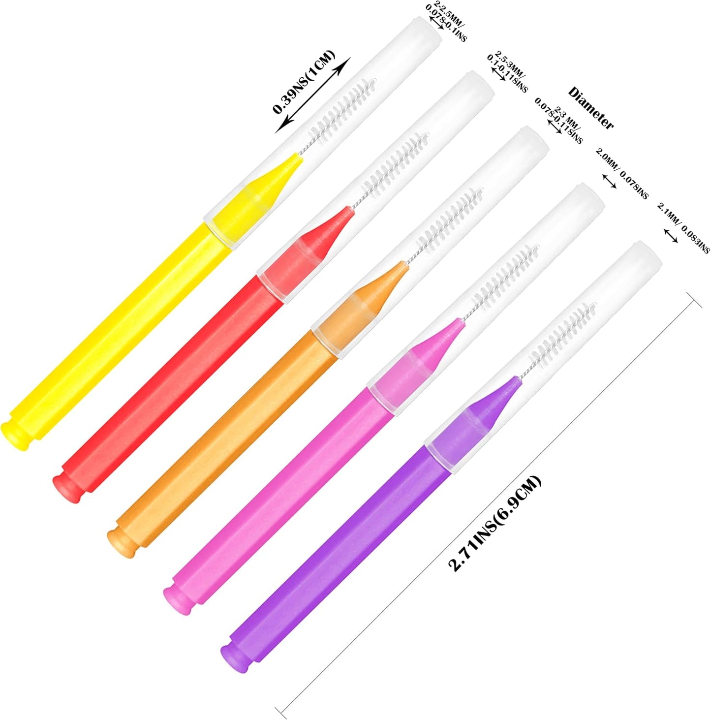 EasyHonor Braces Brush for Cleaner Interdental Brush Toothpick Dental Tooth Flossing Head Oral Dental Hygiene Flosser Toothpick Cleaners Tooth Cleaning Tool (5 Warm Colors,75pcs)