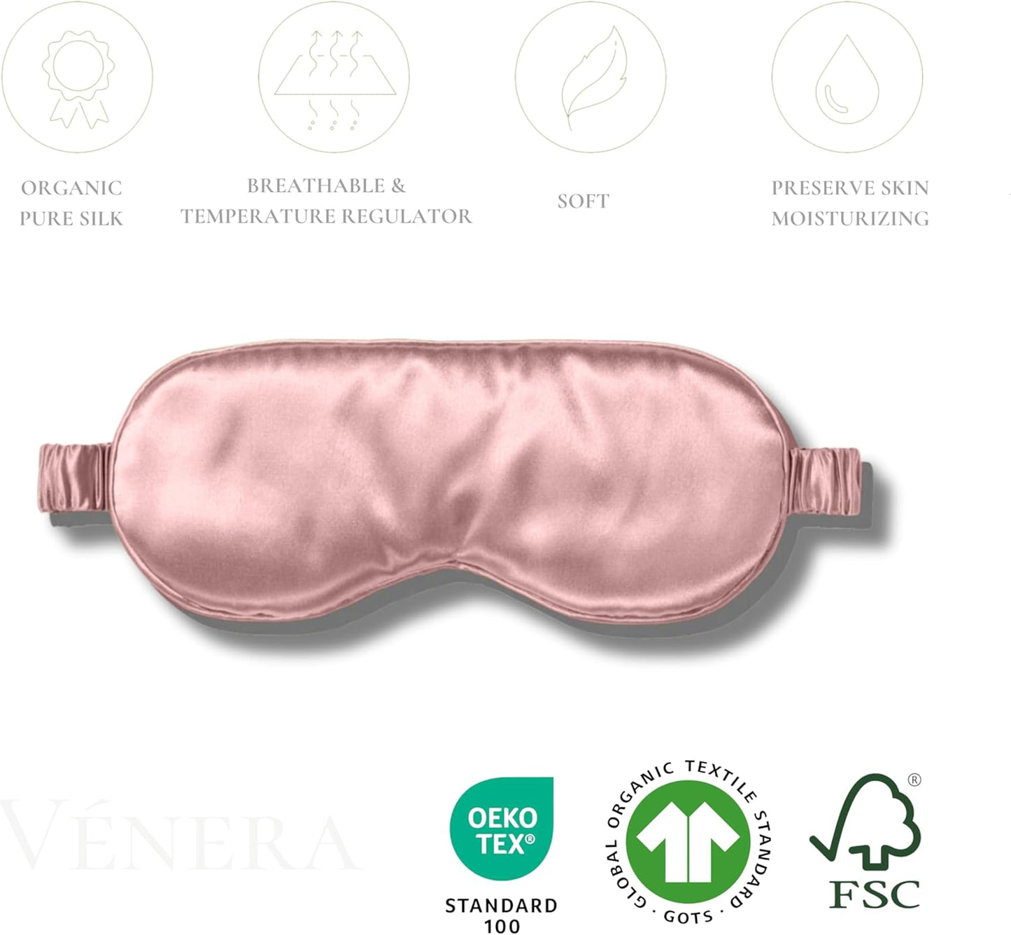 Silk Sleep Mask - 100% Pure 22 Momme Mulberry Silk Eye Sleeping Mask for Women and Men - Blackout Eye Mask for Sleeping (Pink)