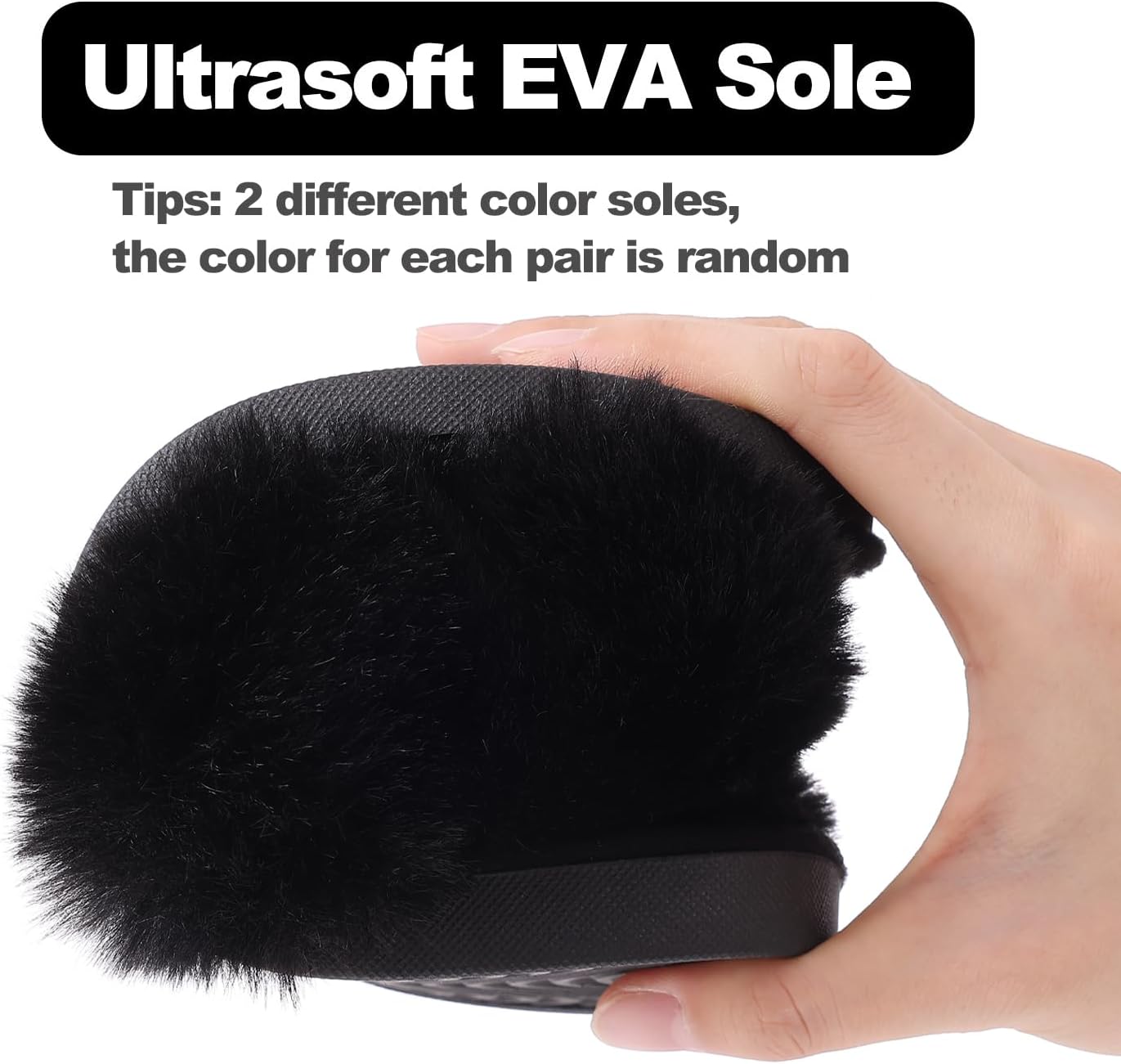 Evshine Women's Fuzzy Slippers Cross Band Memory Foam House Slippers Open Toe