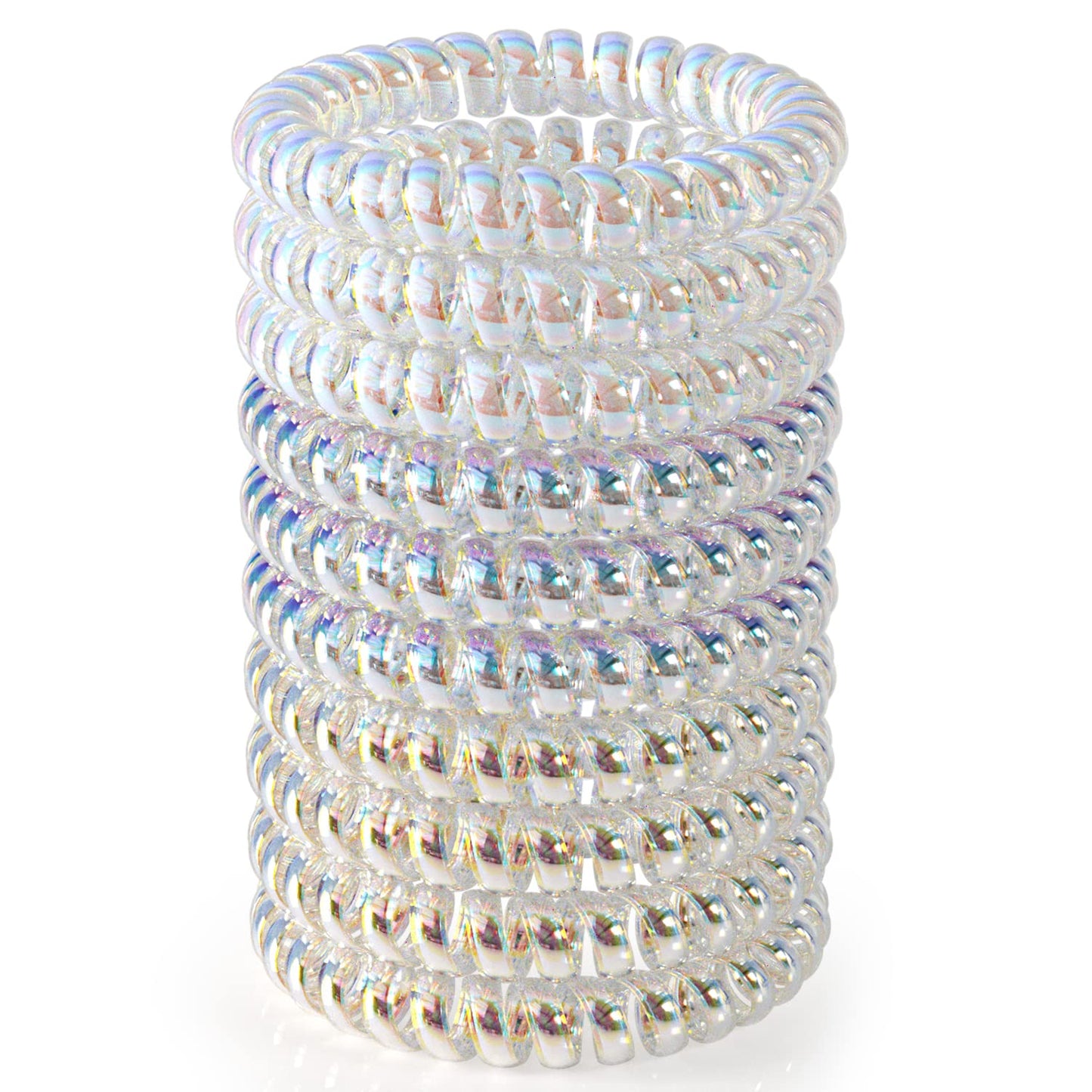JessLab Spiral Hair Ties for Women, 10-Pack Traceless No-Damage Ponytail Holders, Coils Hair Bands for Girls, Assorted Colors