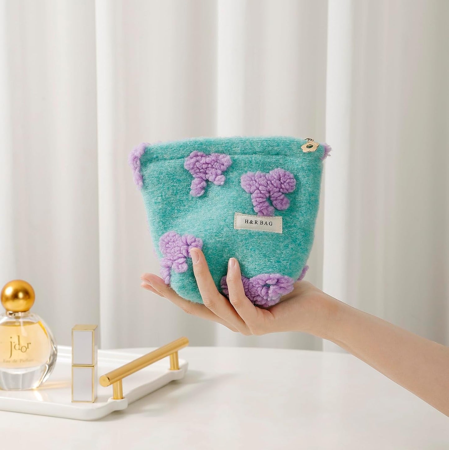 2 Pcs Makeup Bags, Large Cosmetic Bag Travel Toiletry Bag Organizer for Women, Plush Makeup Bag Small Cosmetic Pouch Purse with Zipper Gifts for Girls Teen