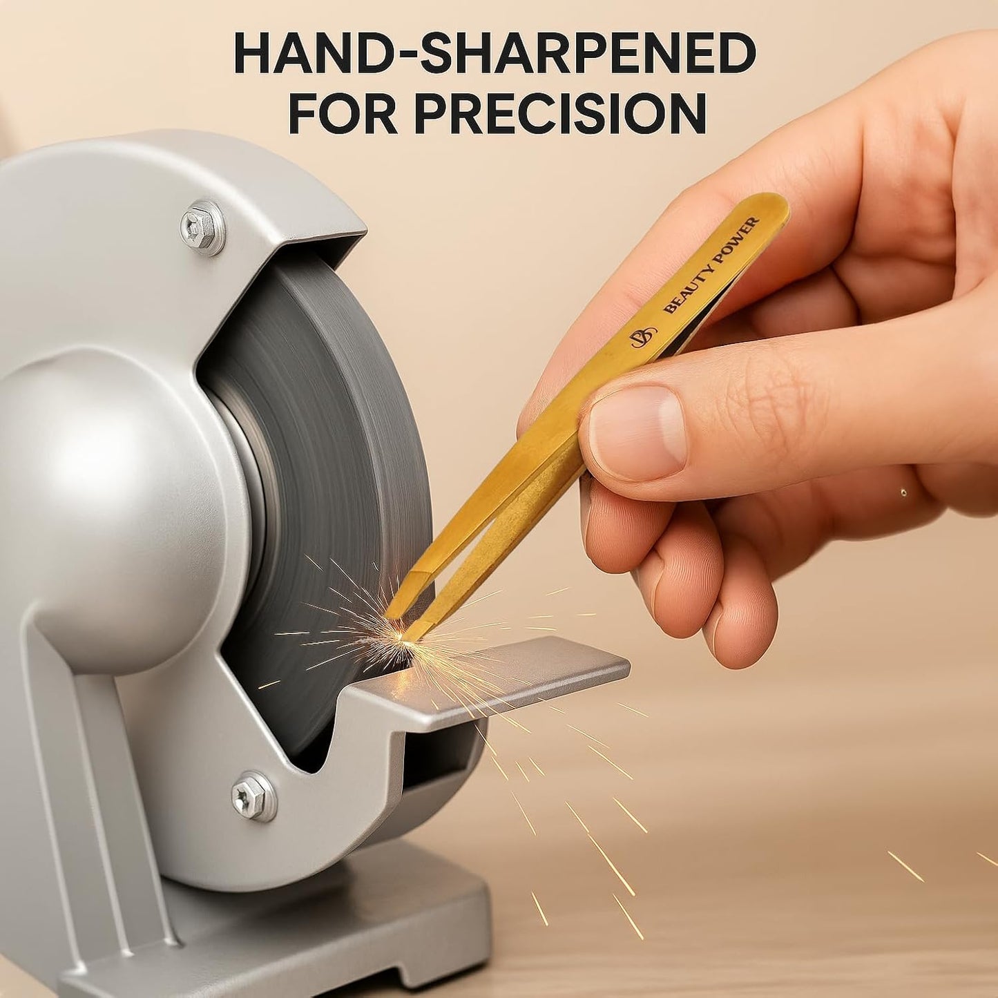 Professional Tweezers in Case - Slant, Durable Lightweight German Stainless Steel, Ultra Precision Tweezers for Eyebrows, Facial Hair, Chin, and Ingrown Hair Removal - Gift (Gold)