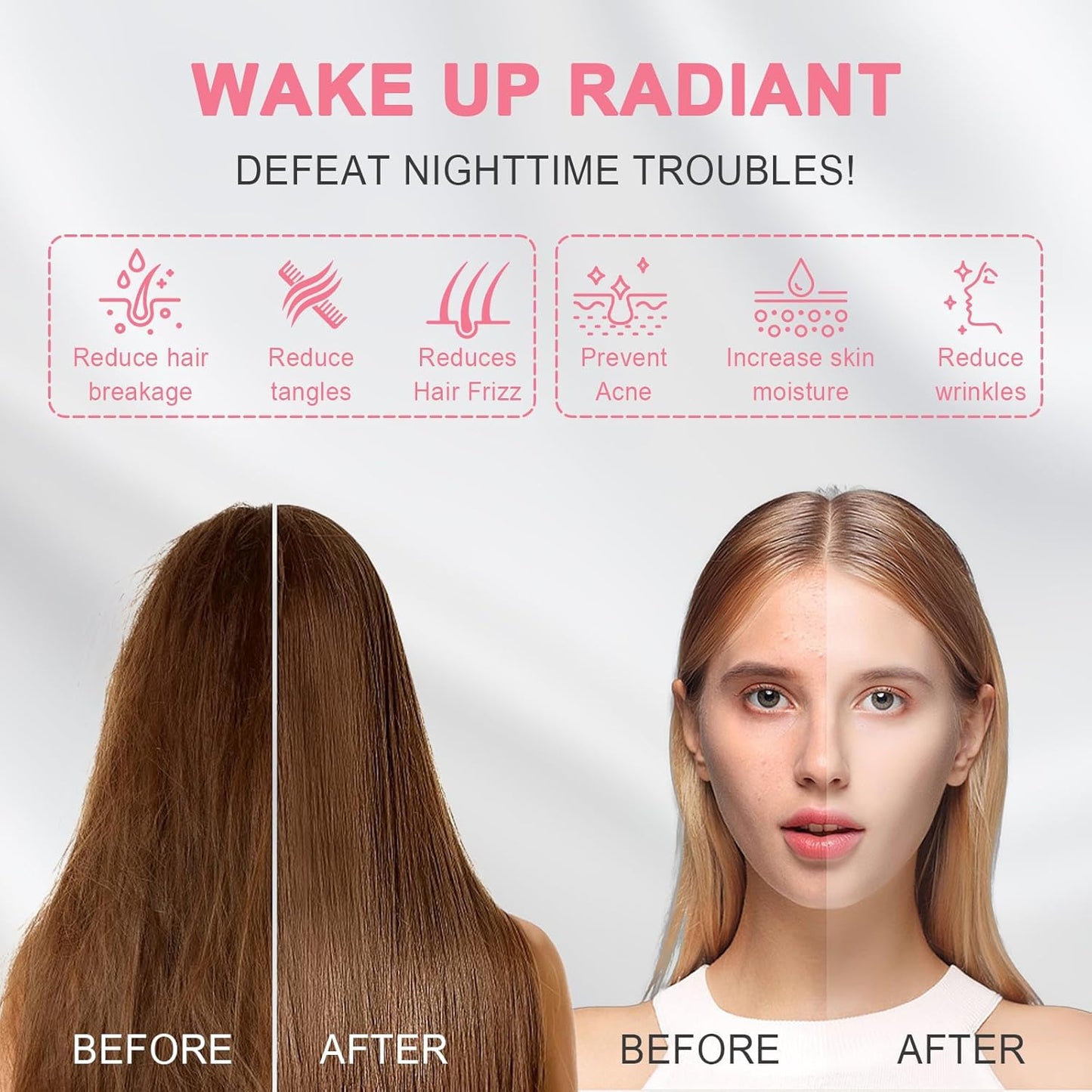 100% Silk Pillowcase 2 Pack for Hair and Skin, Both Sides 23 Momme Grade 6A+ Mulberry Silk Pillowcases with Hidden Zipper, Soft&Smooth Cooling Pillow Cases (Red, Queen 20×30)