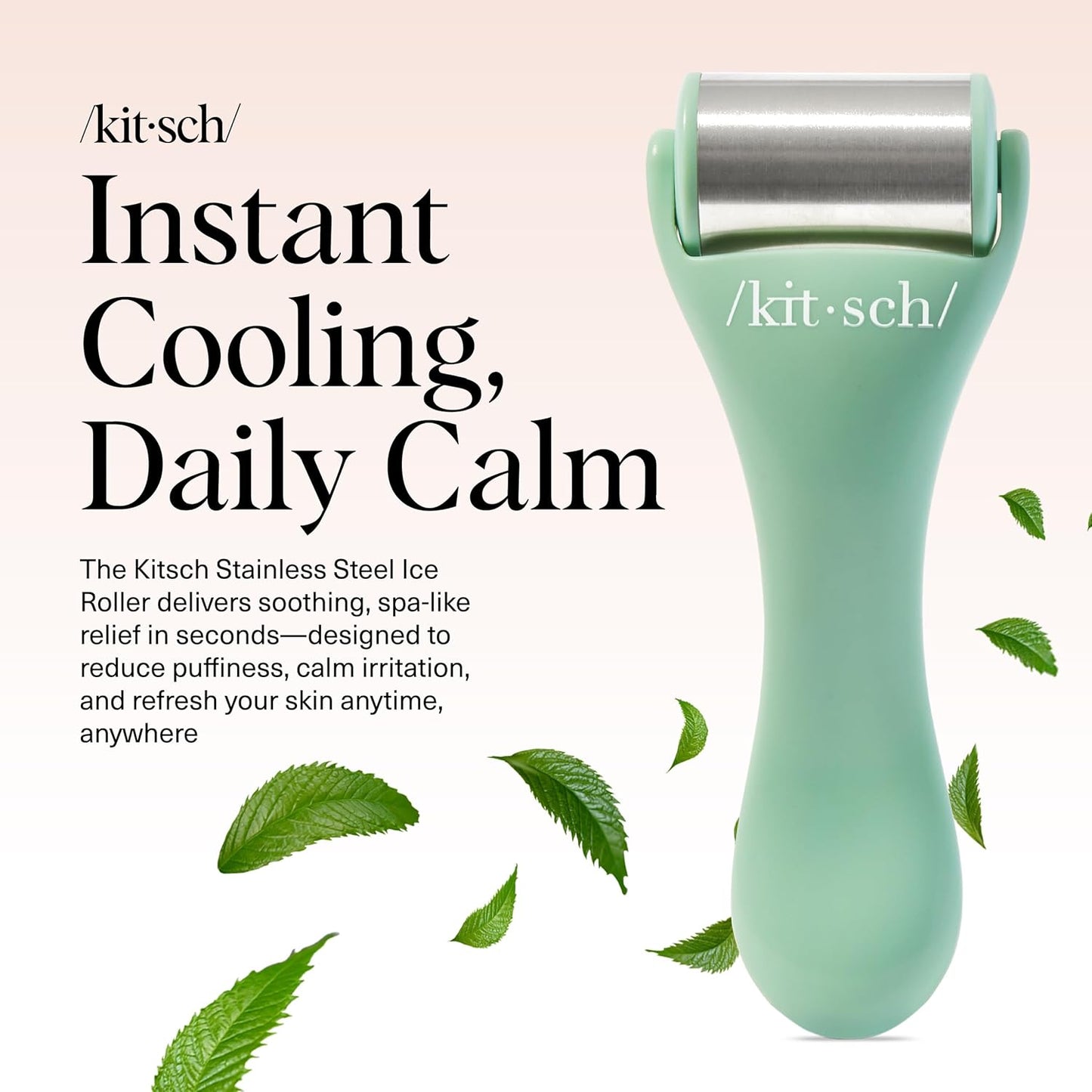 Kitsch Ice Roller for Face – Stainless Steel Face Ice Roller to Reduce Puffiness, Redness & Headaches – Cooling Facial Roller for Skin Care, Irritation Relief & Spa-Like Experience at Home - Mint