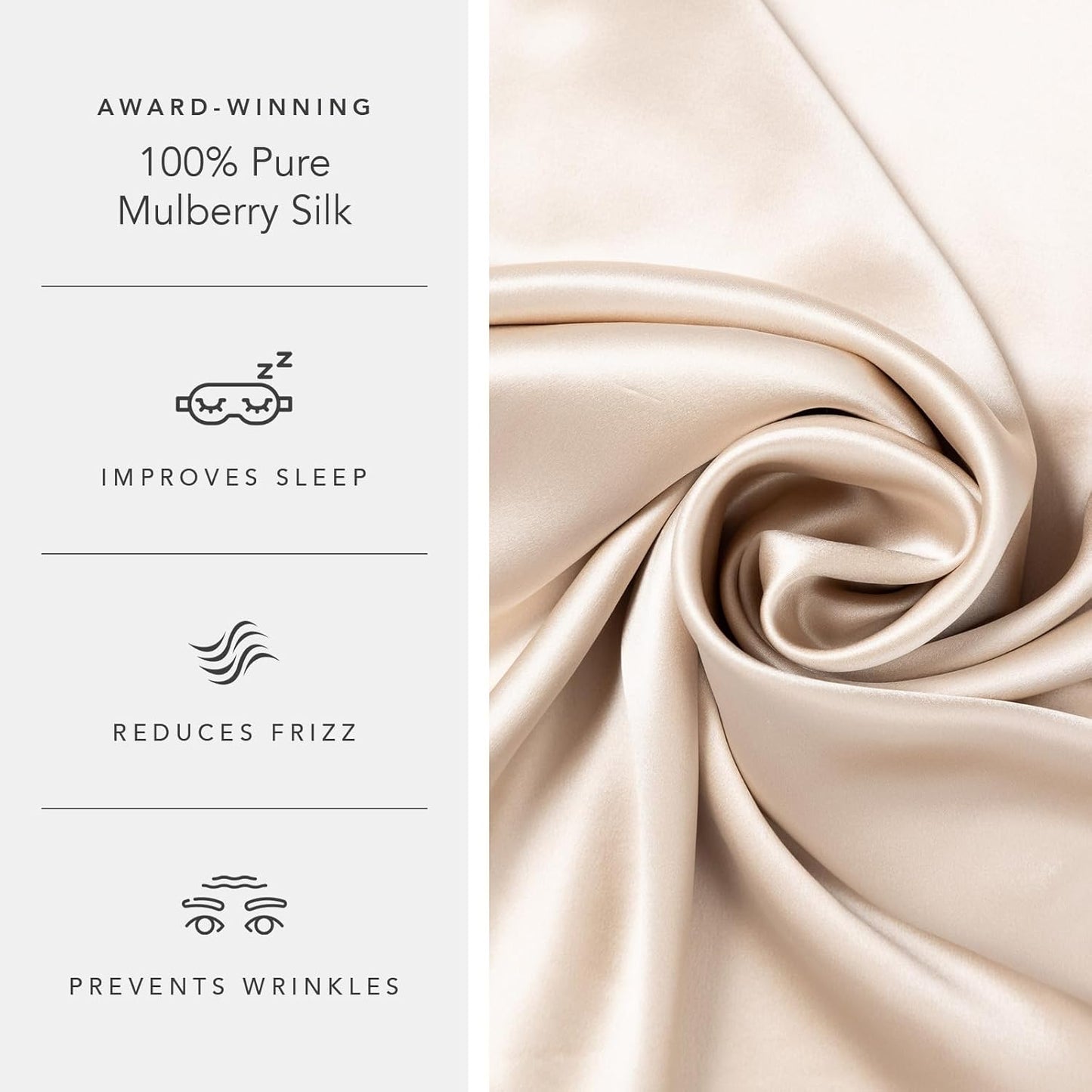 Fishers Finery 25mm 100% Pure Mulberry Silk Pillowcase (Taupe King)