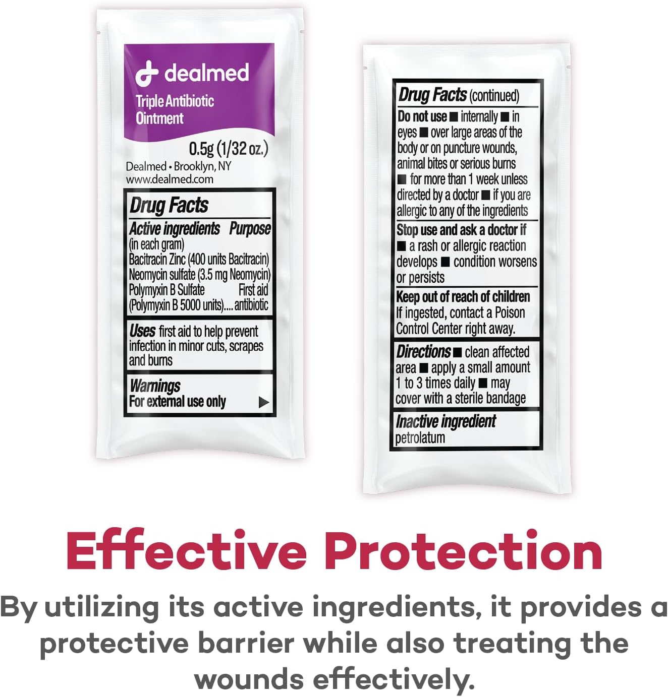 Dealmed Triple Antibiotic Ointment – Made in The USA, Single-Use Packets for Instant Relief from Cuts, Scrapes and Burns, 144 Packets/Box (.5g) - Case of 12