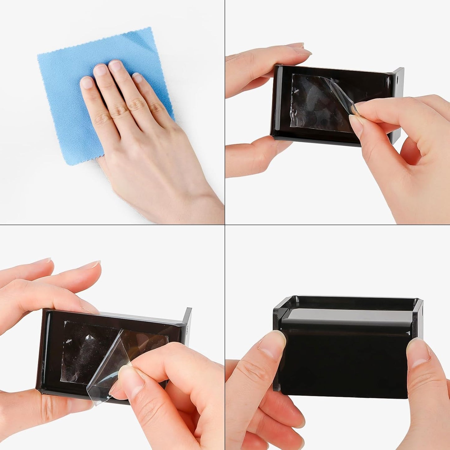 2 Pack Toothbrush Holder Wall Mounted with Cover for Bathroom, 2 Slots Toothbrush Storage Organizer for Shower, Self Adhesive Toothbrush Hanger Rack for Dorm, Cabinet (Black)