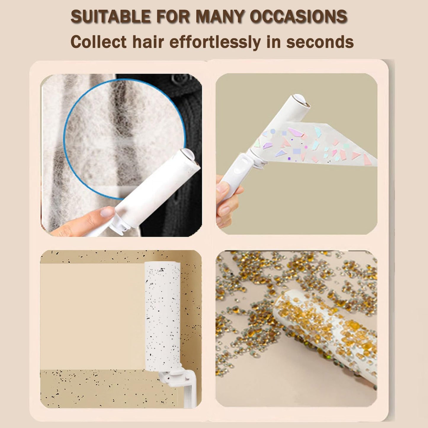 Mini Lint Roller with 150 Sheets, Travel Size Portable Lint Roller Compact Pet Hair Remover with 5 Refills, Sticky Dust Fuzz Fur for Travel Household (White)