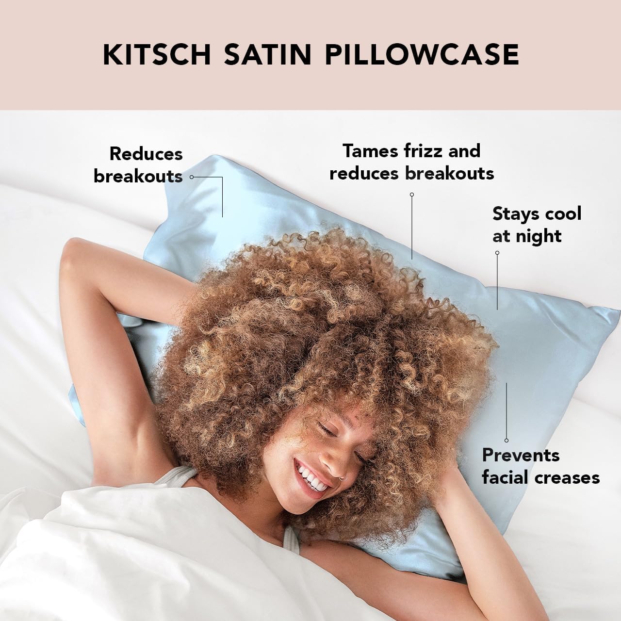 Kitsch Satin Pillowcase, Softer Than Silk Pillow Cases King, Cooling Pillow Covers, Satin Pillowcase with Zipper for Hair, Skin & Quality Sleep, Wrinkle-Free & Smooth, King Size 19"x36", Haze Blue