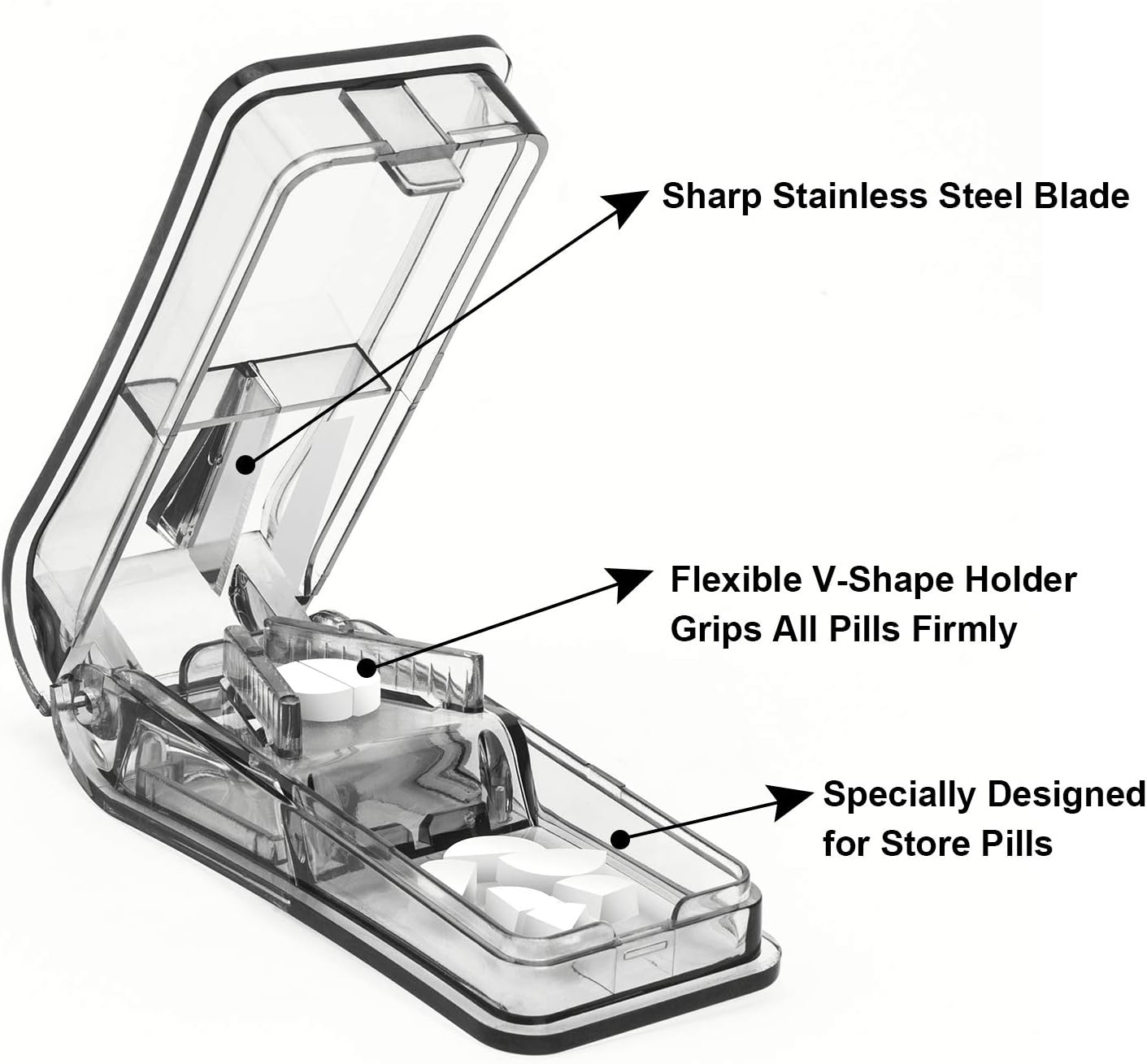 2PCS Pill Cutter, Professional Pill Splitter for Cutting Small Pills or Large Pills in Half