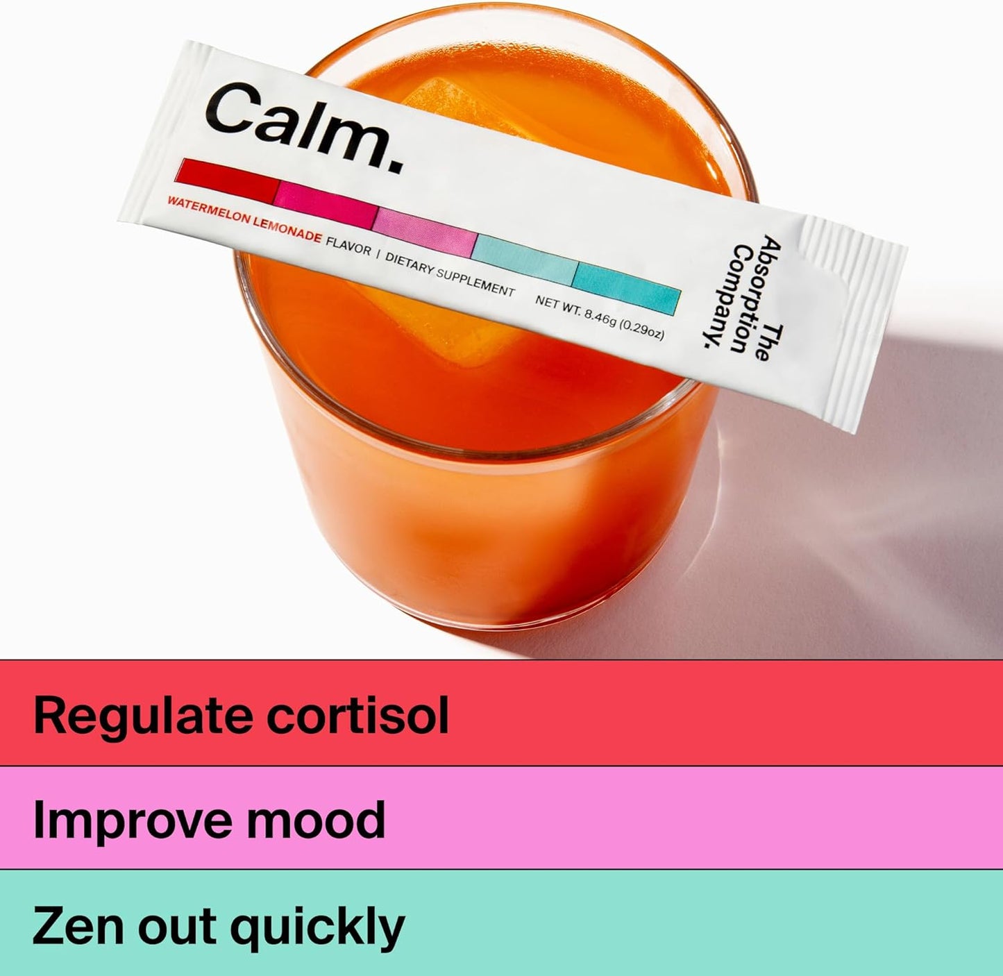 Calm Drink Mix - Relaxation Aid with Magnesium, Ashwagandha, L-Theanine, & Vitamin D - Supports Cortisol Regulation and Mood for Men & Women - Watermelon Lemonade Flavor 28 Sticks