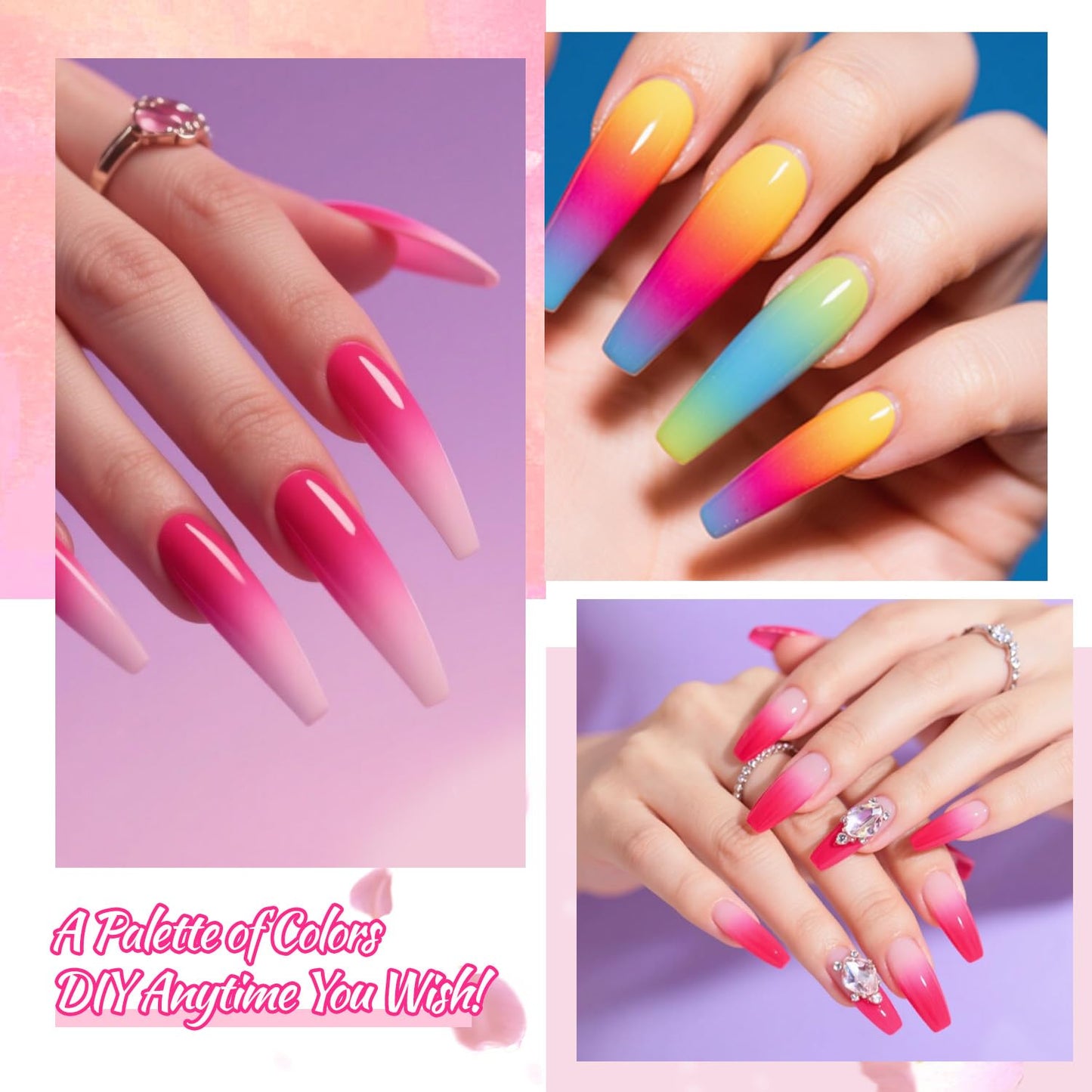 24 Colors Ombre Gel Nail Polish Set,Ombre Pigment for Nails,Gradient Painting Gel with 100Pcs Nail Sponges for 3D Gels Nail Art can be Painted in Salon or Home Use