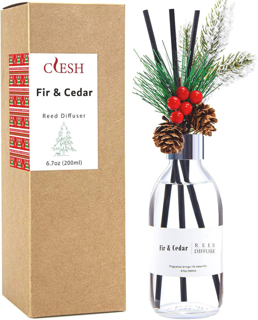 Clesh Reed Diffuser Set, 6.7 oz Cedar Scented Diffuser with Sticks, Home Fragrance Reed Diffuser for Bathroom Shelf Decor