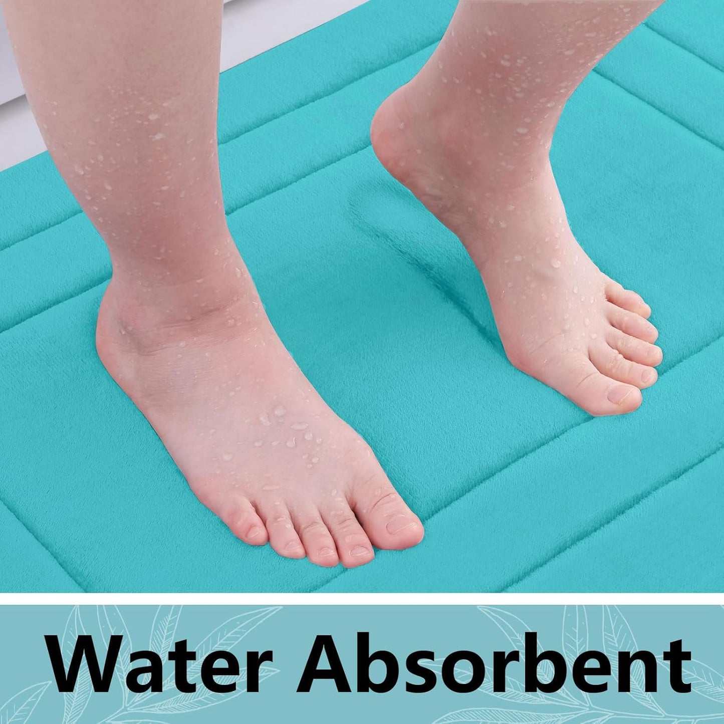 Arotive Memory Foam Bathroom Rug Mat 24x16, Ultra Soft and Absorbent Bath Mat, Machine Wash Dry, Comfortable Bath Rug Carpet for Bathroom Floor, Tub and Shower, Teal