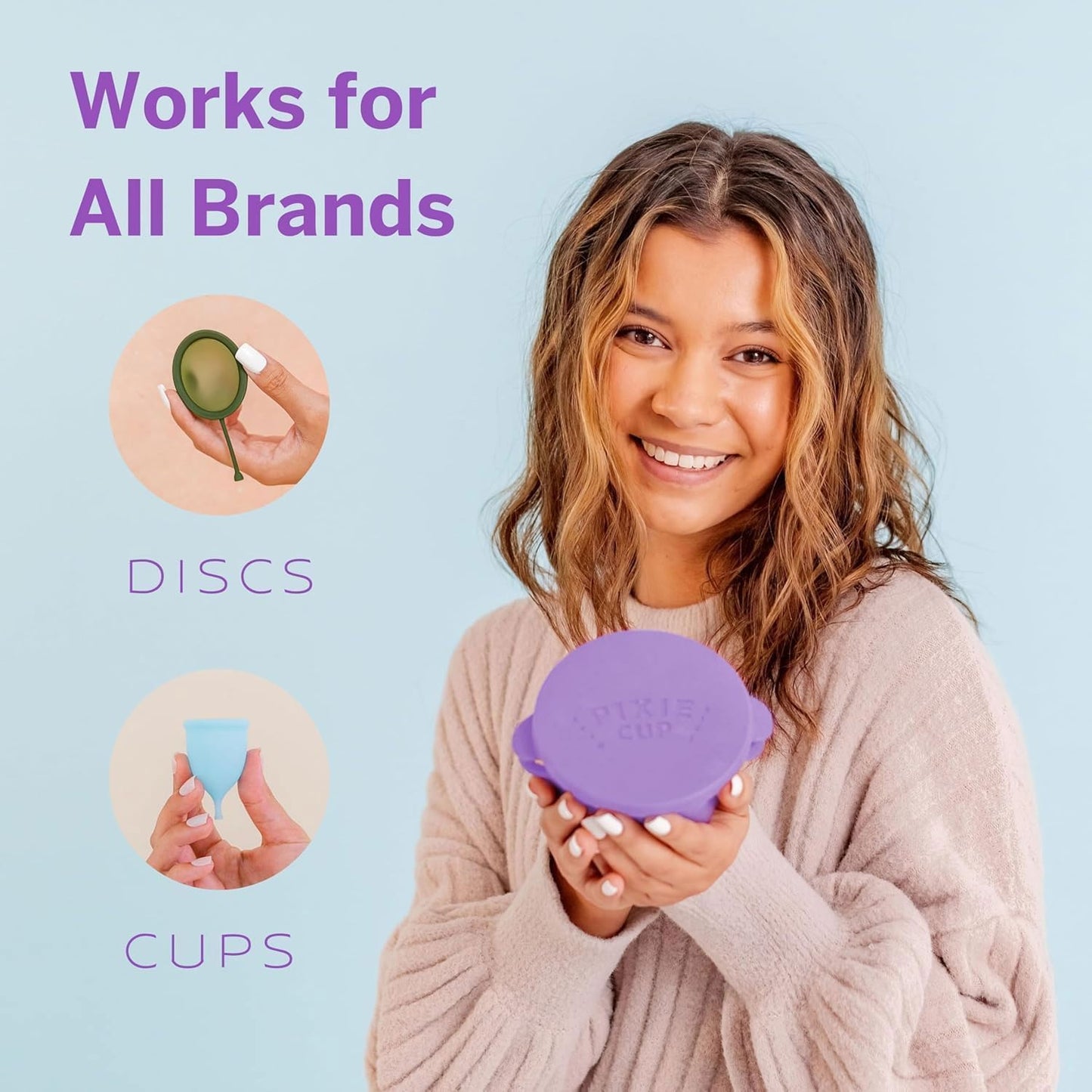 Pixie Menstrual Cup Compact Sterilizer - Good for Public Restrooms, Camping, or Dorms - Collapsible Cleaner Container for Your Menstrual Disc & Period Cup - Microwavable - Reusable - Case Holder