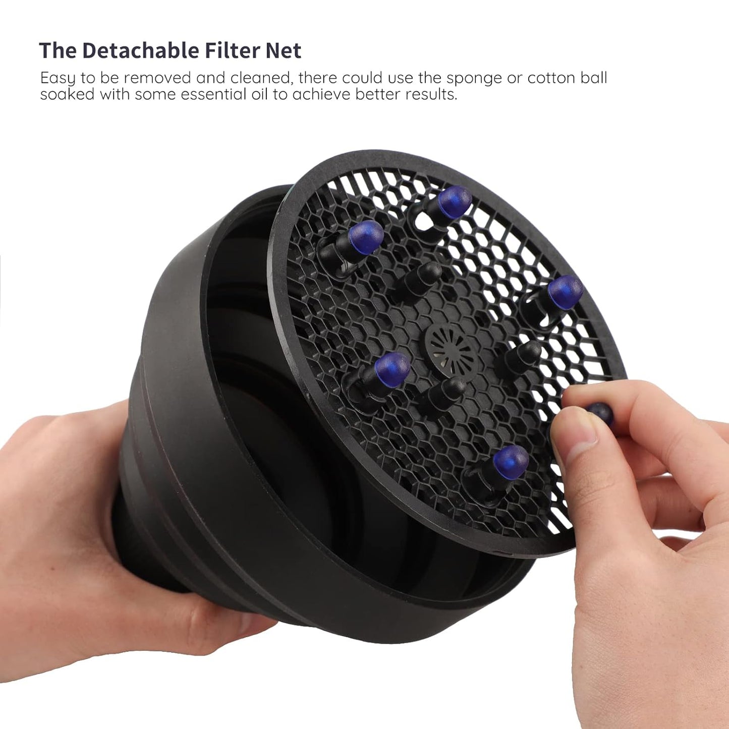 Travel Hair Dryer Diffuser, Segbeauty Collapsible Portable Hair Diffuser, Profession Blow Dryer Diffuser Attachment for Natural Thick Hair, Suitable for Nozzle 1.65 inches to 1.77 inches - Black