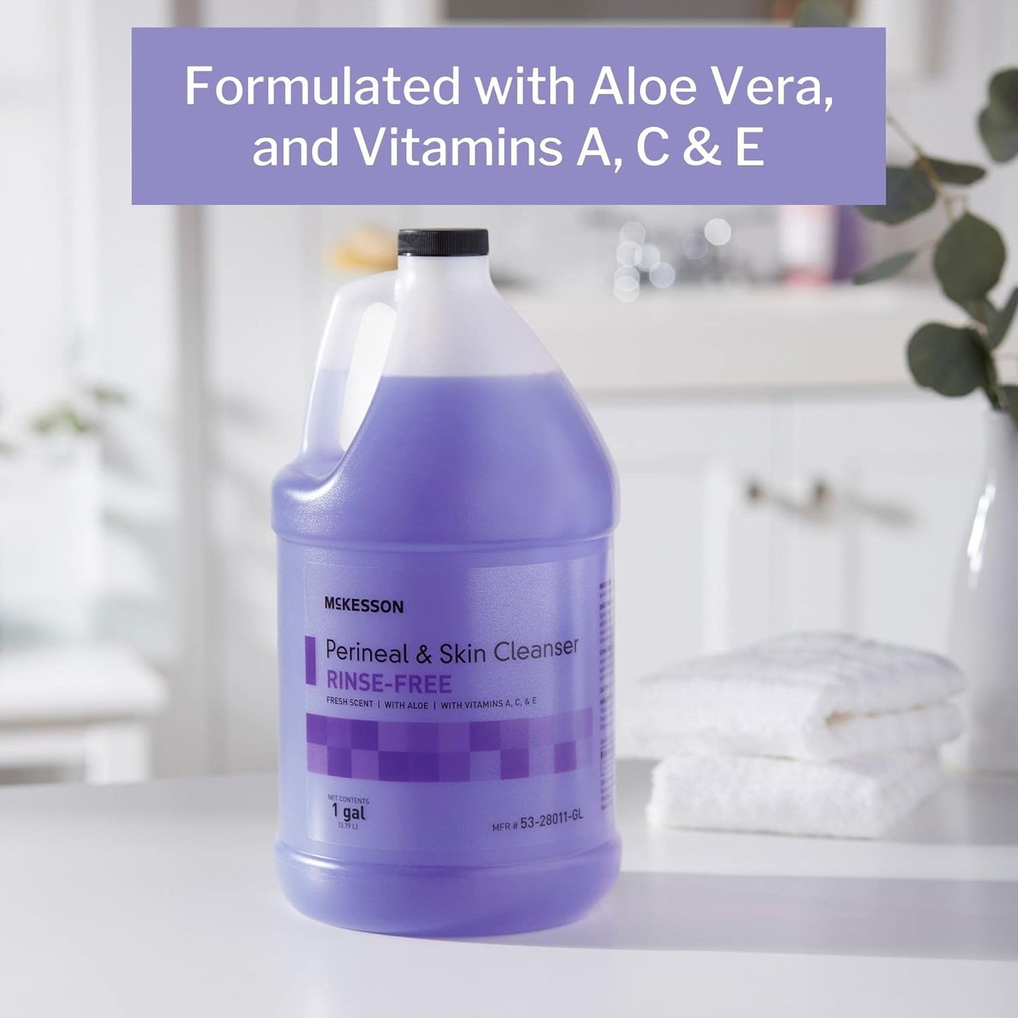 McKesson Perineal Skin Cleanser with Aloe, 1 Gallon [Pack of 4] Rinse-Free Body Wash for Incontinence or Ostomy Care, Fresh Scent