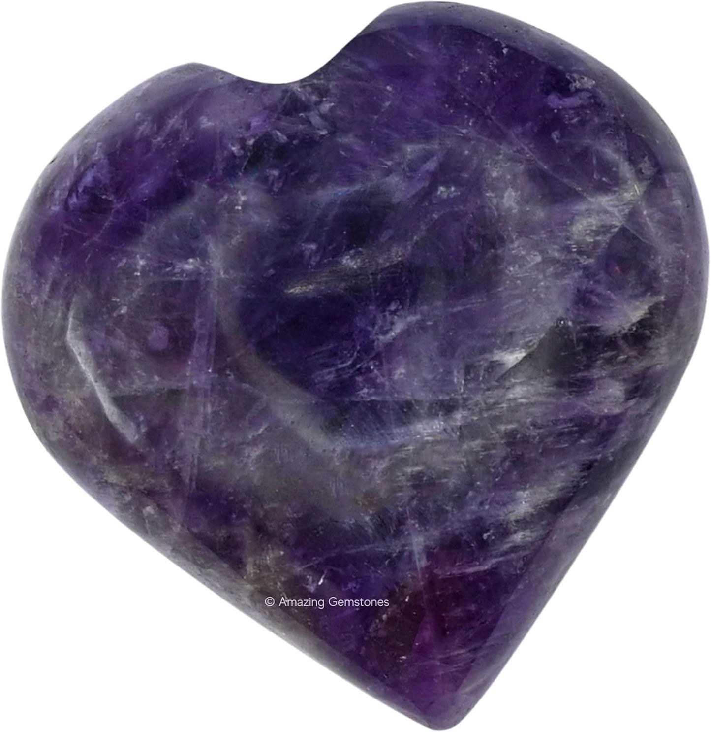 Amazing Gemstone Amethyst Crystal Heart Palm Stone - Pocket Massage Worry Stone for Natural Body Chakra Balancing, Reiki Healing and Crystal Grid