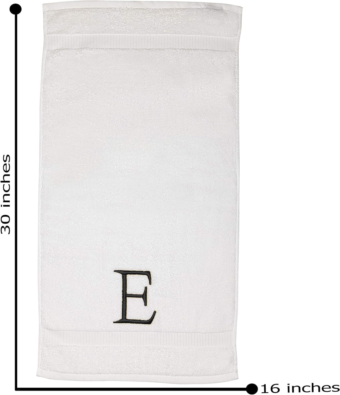 Dark Gray Monogram Hand Towel for Bathroom - Monogrammed Initial Hotel Quality Decorative Embroidered Luxury Towel for Powder Room, Spa - GOTS Organic Certified - Pack of 2, Letter E