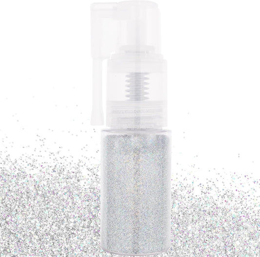 MEICOLY Silver Hair and Body Glitter Spray,25g/0.88OZ,Shinny Sparkle Glitter Spray for Clothes,Loose Shimmer Hairspray for Festival Rave Makeup/Stage Performance,Lightweight