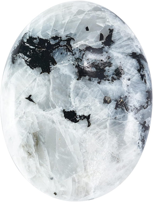 Crocon 50mm Rainbow Moonstone Large Oval Palm Stone 900+ Carats Pocket Massage Worry Stones for Natural Body Chakra Balancing Reiki Healing Stones and Crystal Grid Healing Massage Spa Energy Crystals