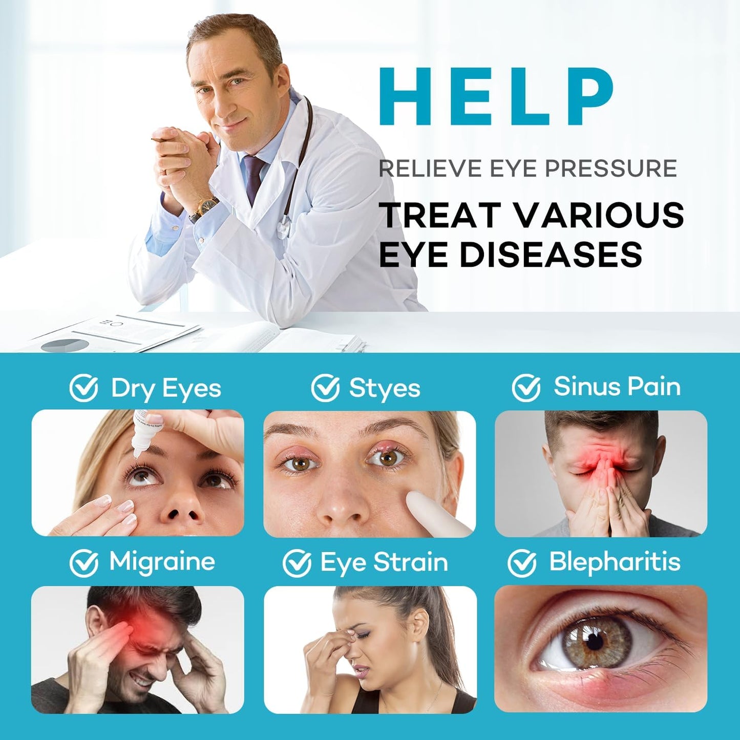 Ezona Heated Eye Mask, Warm Eye Compress Mask for Dry Eyes, USB Electric Eye Heating Pad with Temperature & Timer Control, Dry Eye Mask for Blepharitis, Sinus Migraine (Gray)