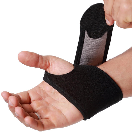 NeoTech Care Wrist Band - Elastic & Breathable Fabric - Adjustable Compression Strap - Men, Women, Right or Left - Support Wrap for Protection or Sports (Black Color, Size M, 1 Unit)