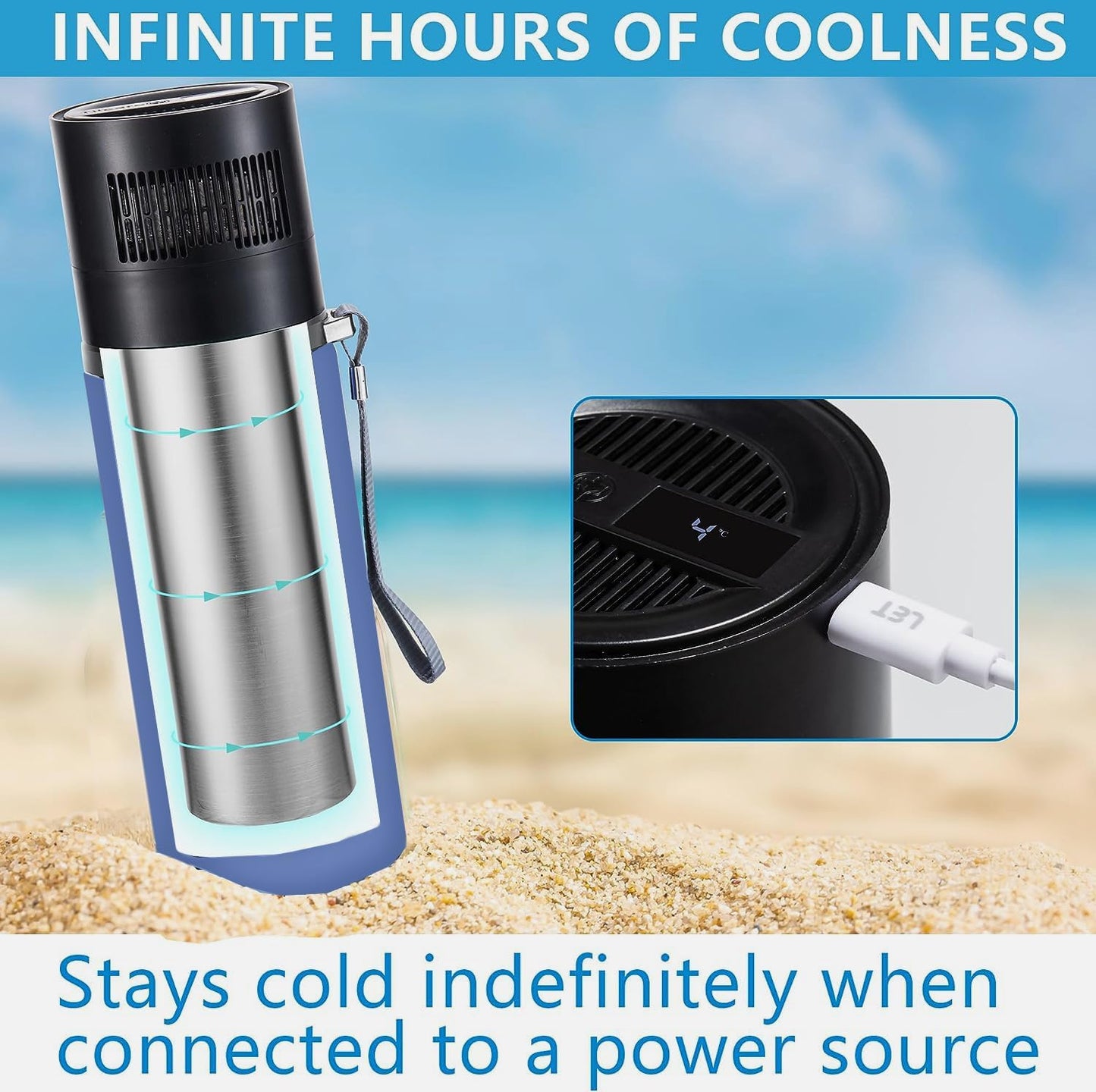 Electric Insulin Cooler Travel Case with USB Charger & Bio Gel by Tilcare - Unlimited Hours, Reusable Pen Freezer Bottle - Large Capacity TSA Approved - Holds up to 6 Diabetic Pens and Medical Vials