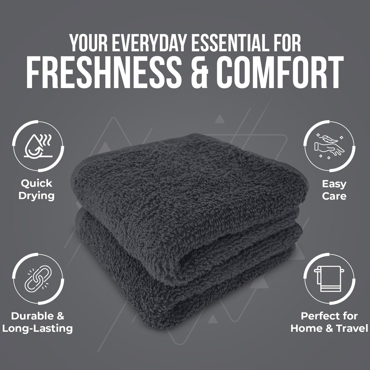 DAN RIVER 100% Cotton Wash Cloths 24 Pack [12x12] Soft & Absorbent wash Rags for Bathroom, Gym, Hotels & Spa Perfect for Everyday Use Fingertip Towels, Dark Gray