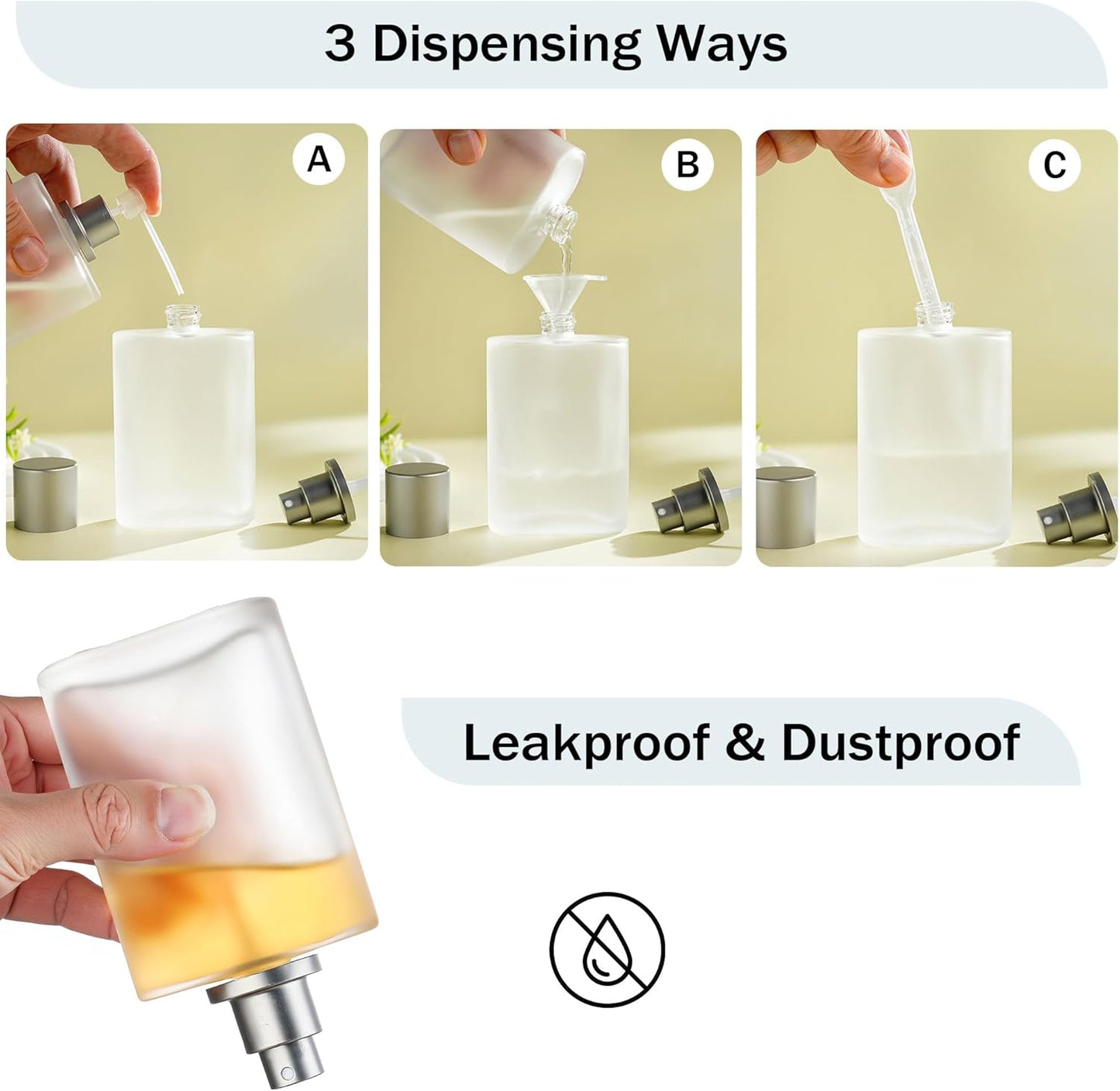 YU FENG Glass Perfume Bottles Empty Refillable Atomizer 2 Pack 100ml/3.4oz（Cylinder）